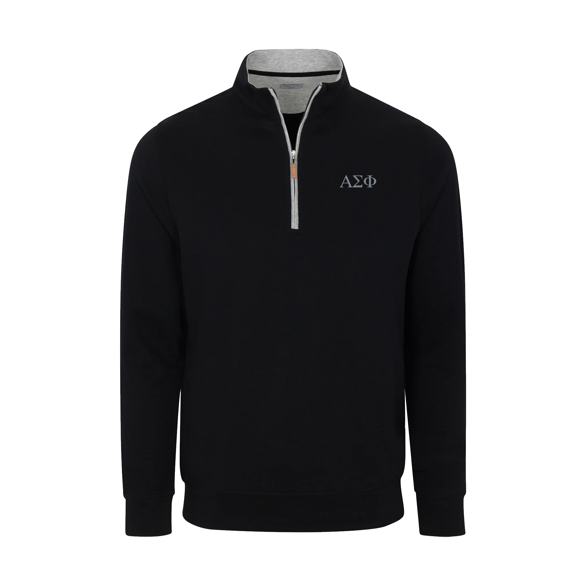 Alpha Sigma Phi Black Heather Cloud Cotton Quarter Zip Pullover