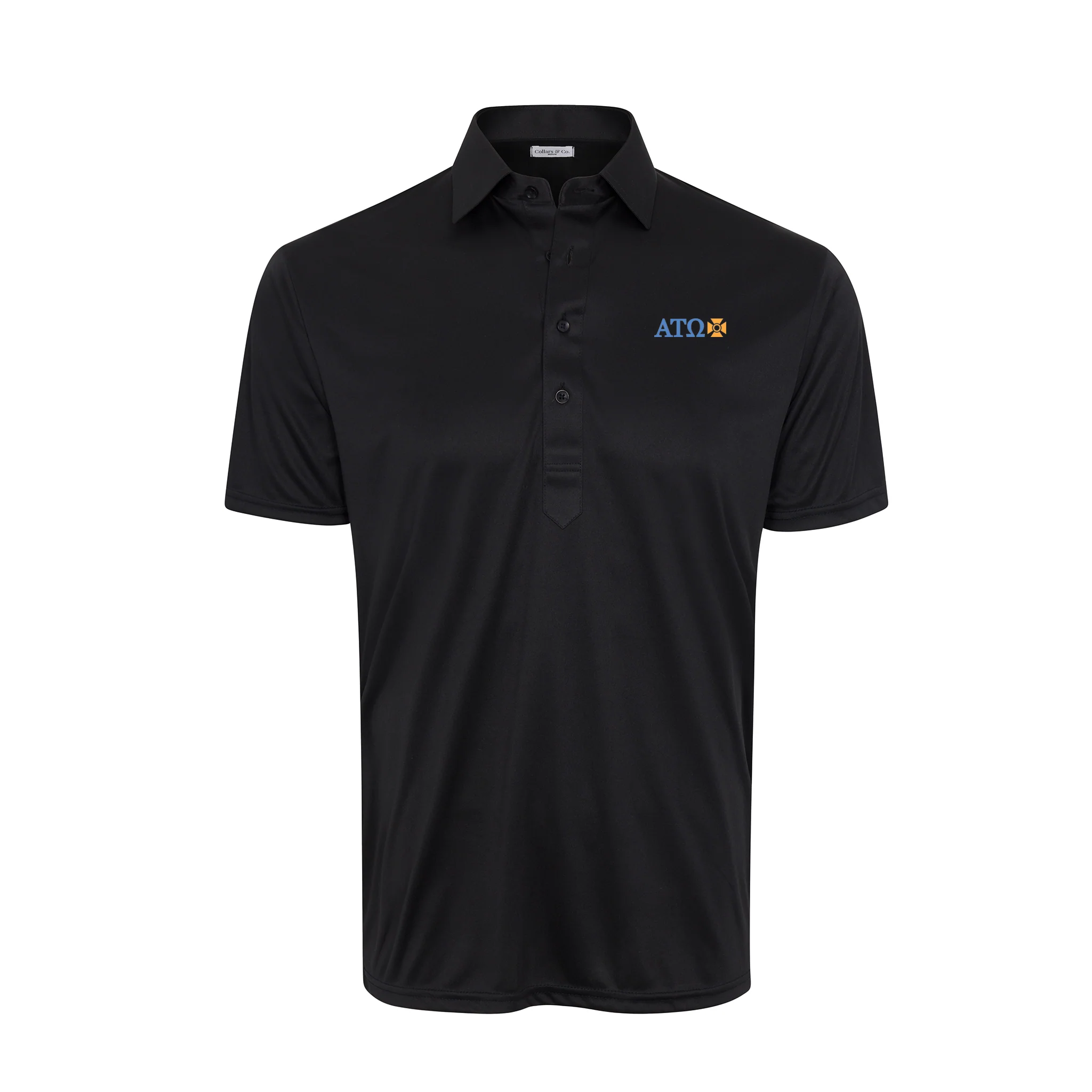 Alpha Tau Omega Semi-Spread Collar Polo Black
