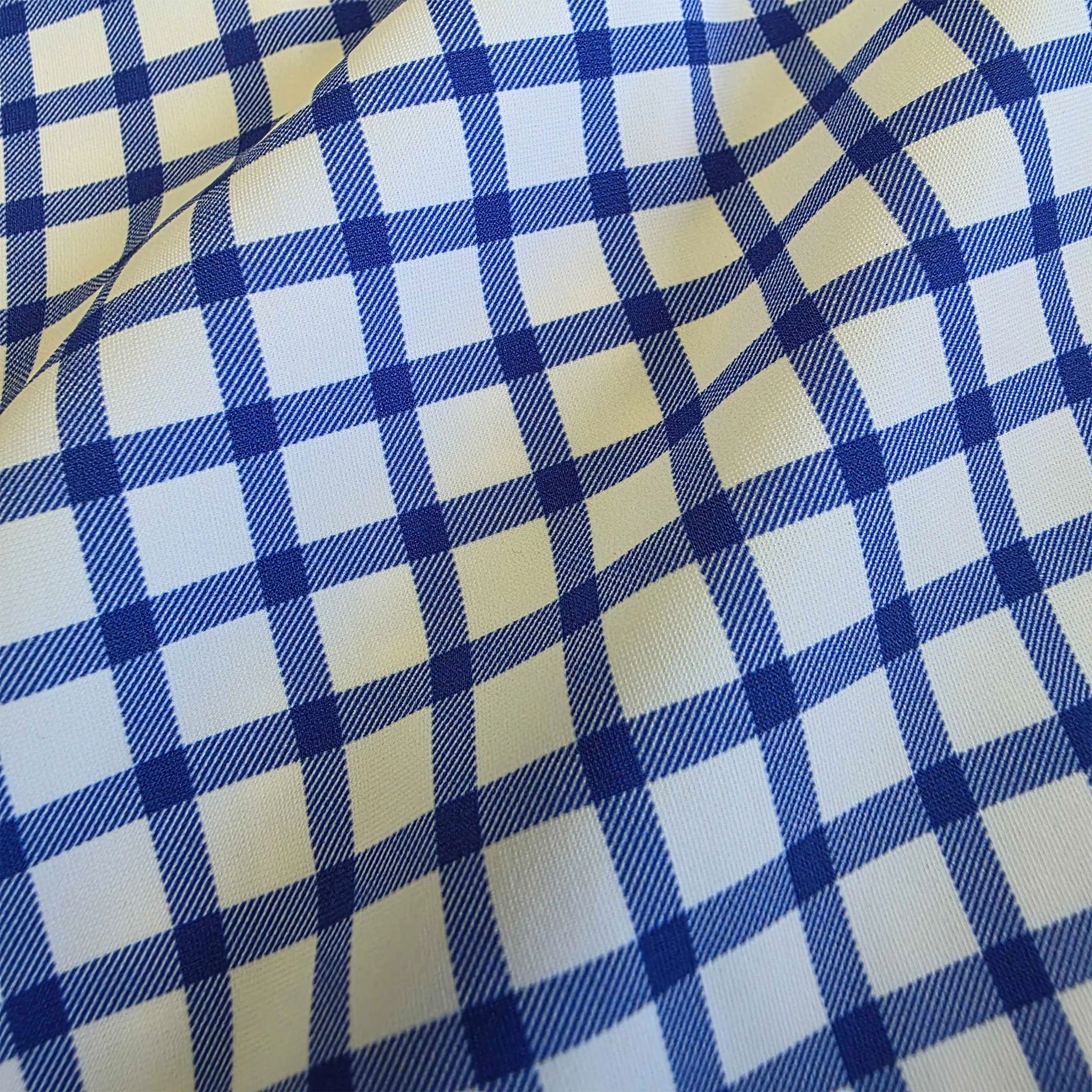 Apex Performance Dress Shirt Semi-Spread Collar Blue Grid Check - Image 3
