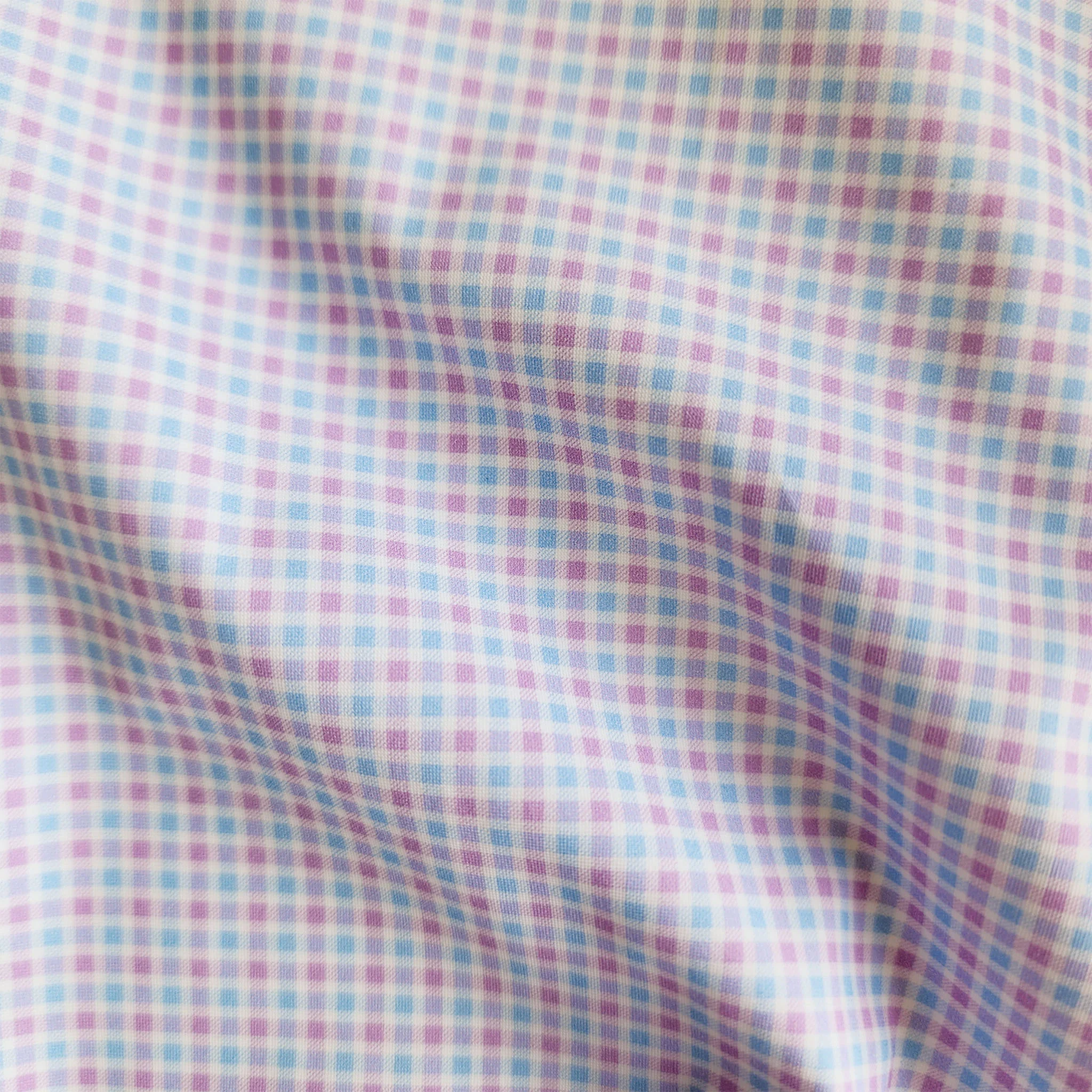 Apex Performance Dress Shirt Semi-Spread Collar Lavender and Blue Multi Gingham - Image 4
