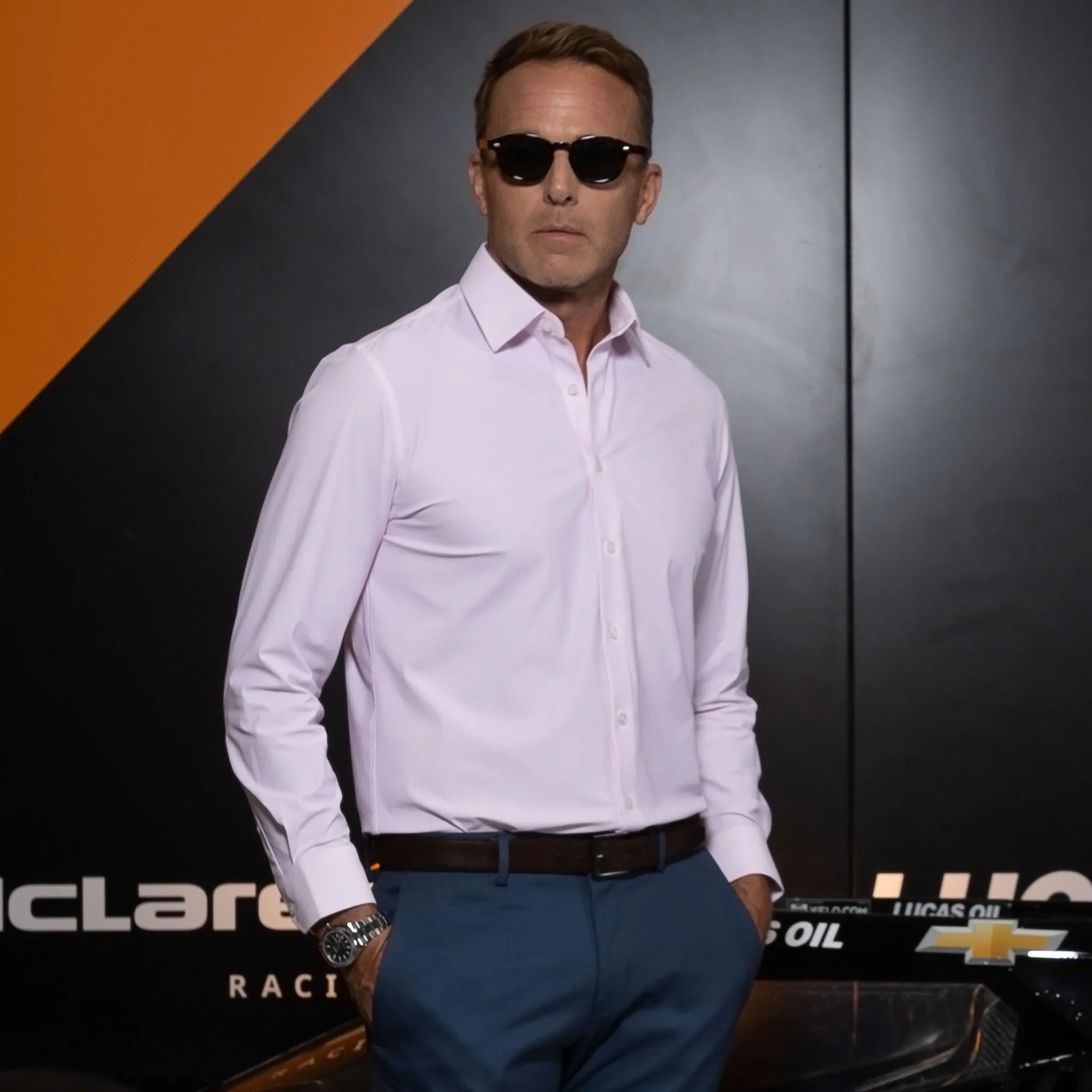 Apex Performance Dress Shirt Semi-Spread Collar Light Pink Twill - Image 5