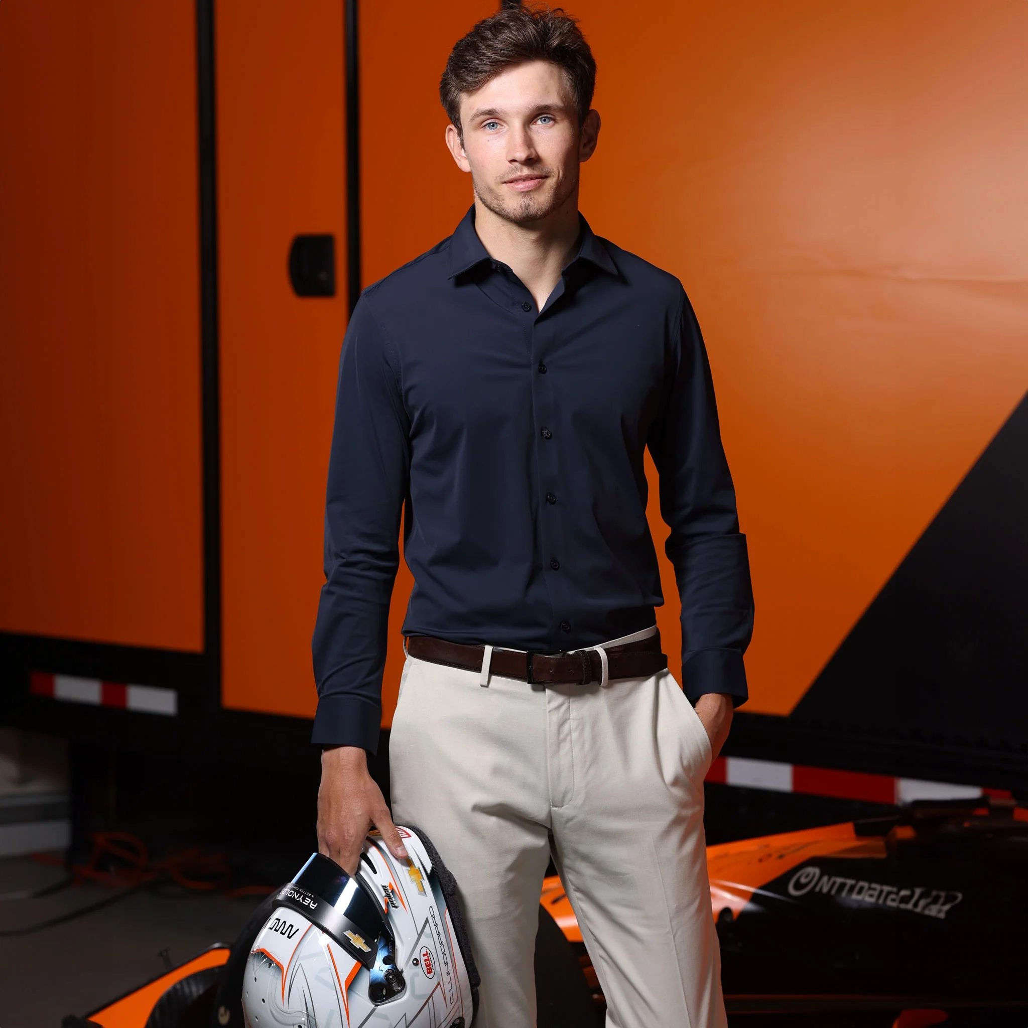 Apex Performance Dress Shirt Semi-Spread Collar Navy - Image 3