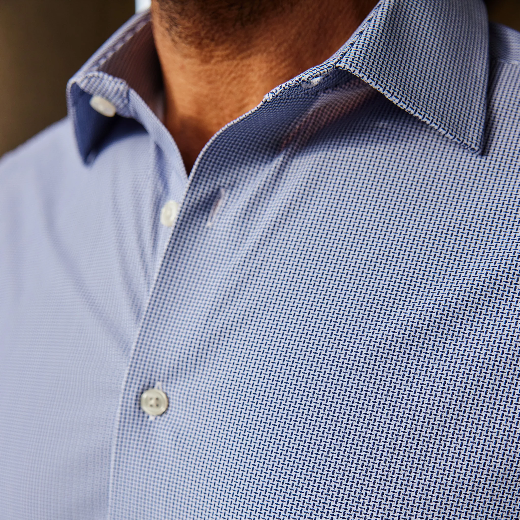Apex Performance Dress Shirt Semi-Spread Collar Navy Mini Basketweave - Image 4