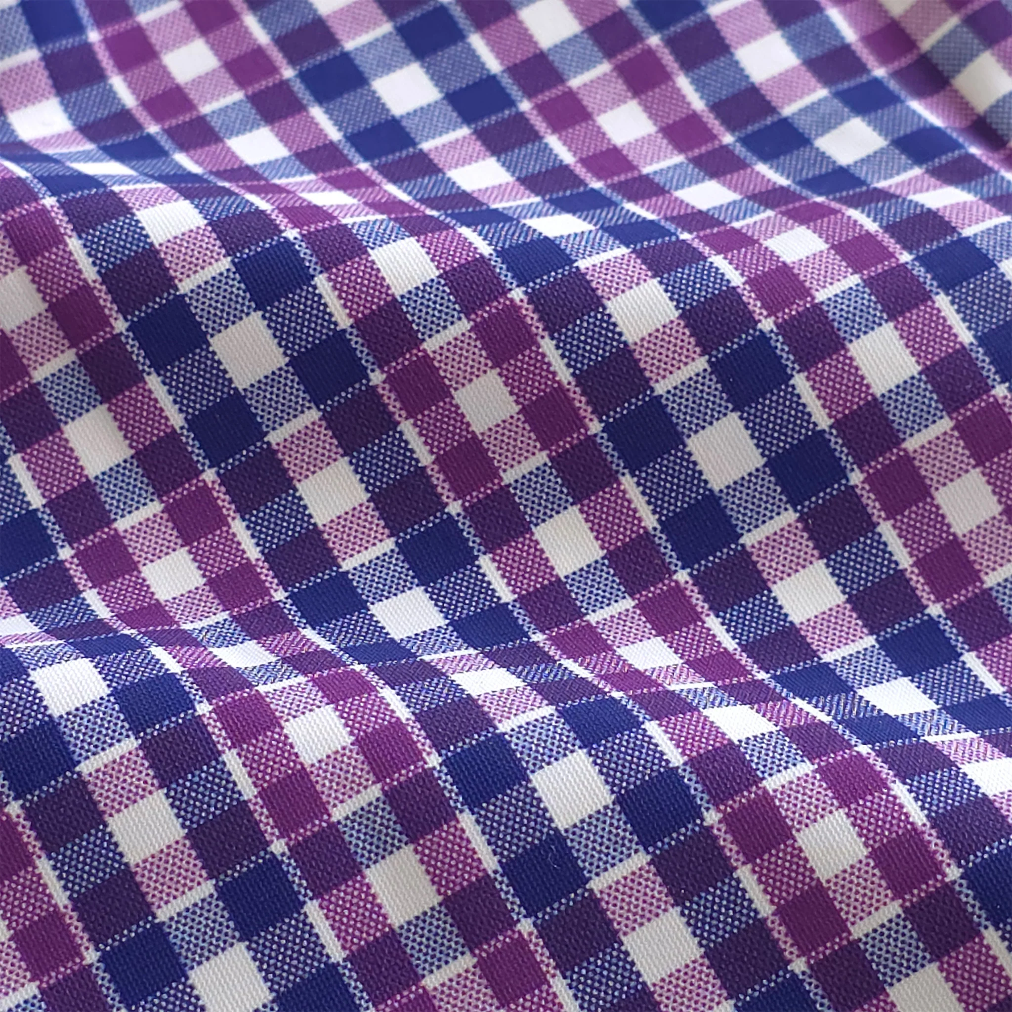 Apex Performance Dress Shirt Semi-Spread Collar Purple and Blue Tattersall - Image 2
