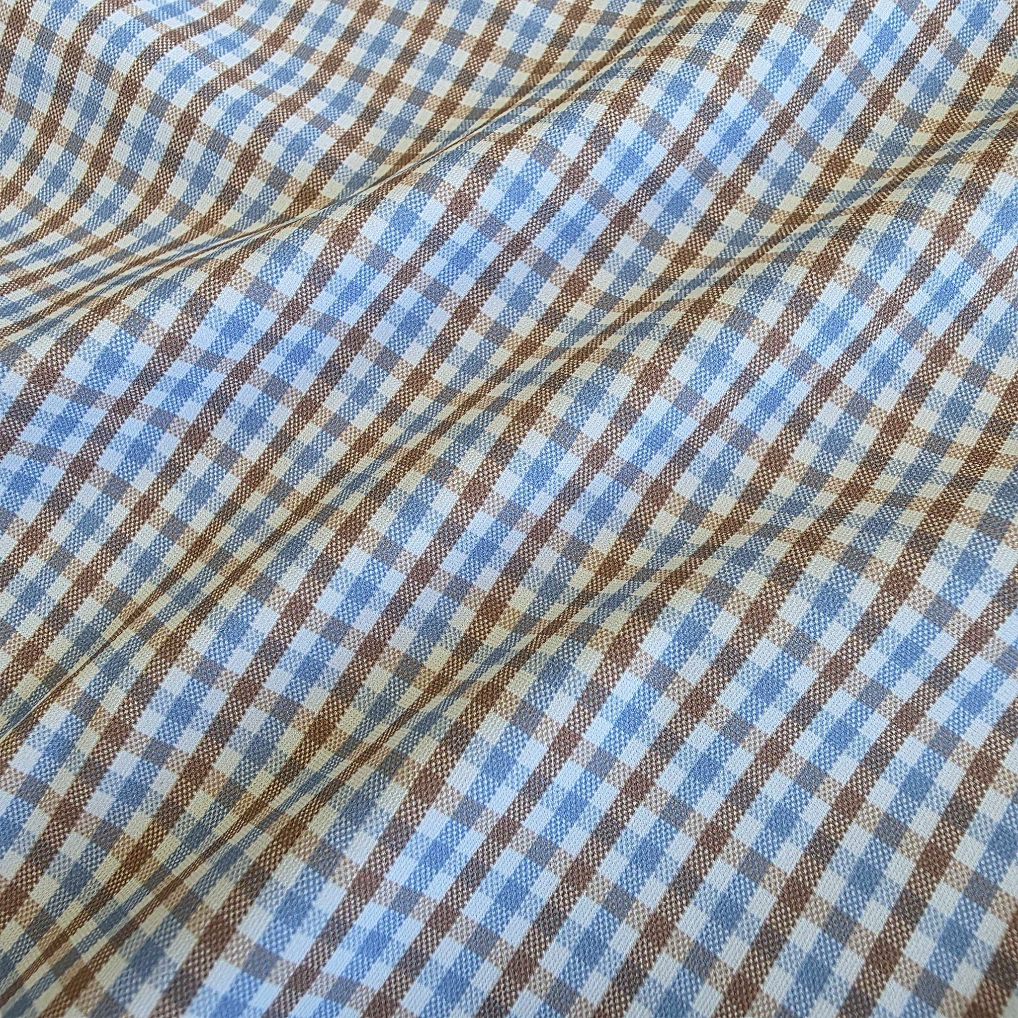 Apex Performance Dress Shirt Semi-Spread Collar Tan and Blue Tattersall - Image 2