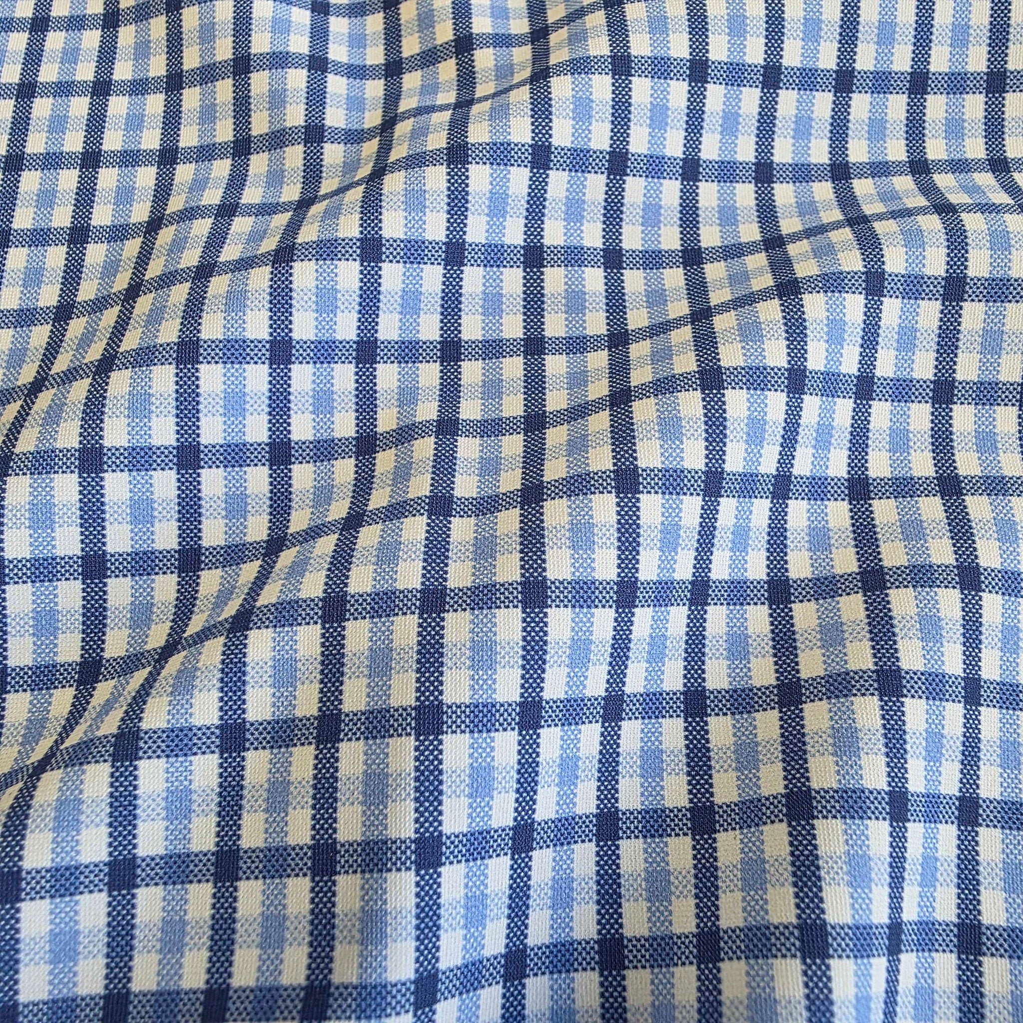 Apex Performance Dress Shirt Semi-Spread Collar Vincento Blue Tattersall - Image 2