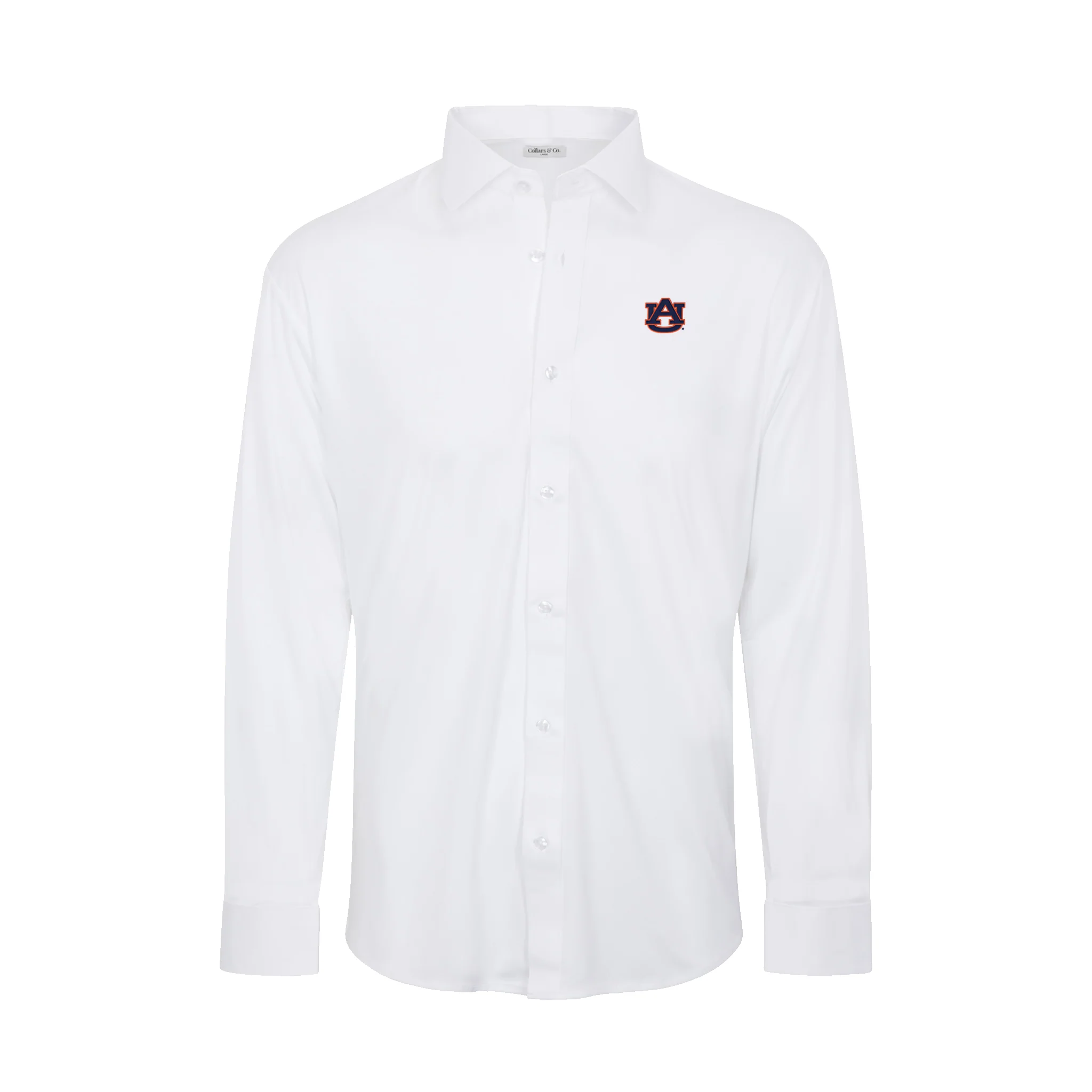 Auburn Quattro Flex Dress Shirt with Semi-Spread Collar White
