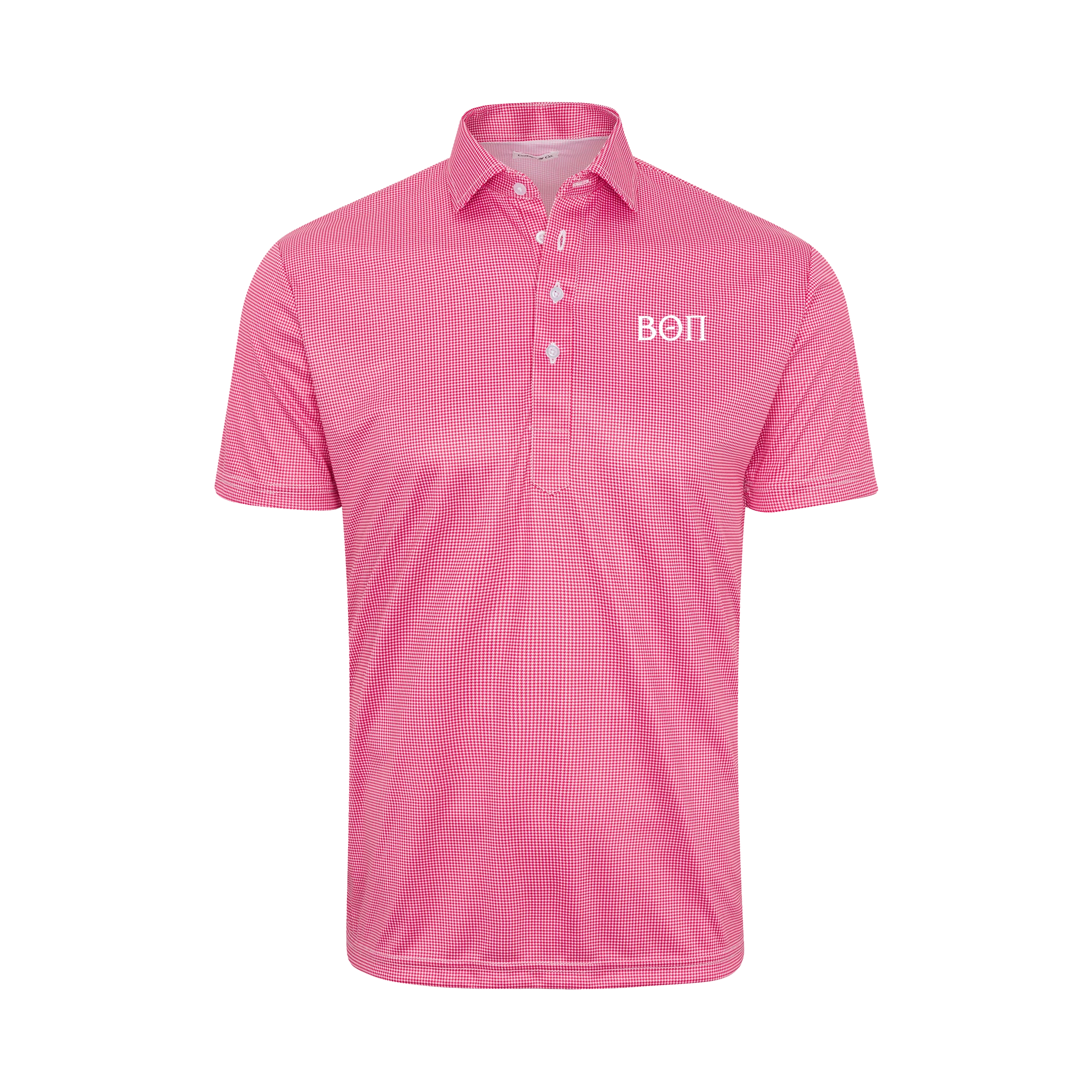Beta Theta Pi Semi-Spread Collar Polo Red Houndstooth
