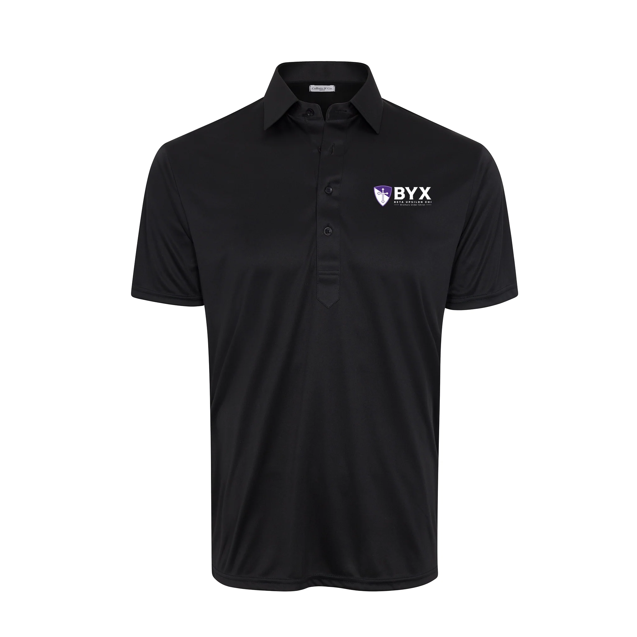 Beta Upsilon Chi Semi-Spread Collar Polo Black