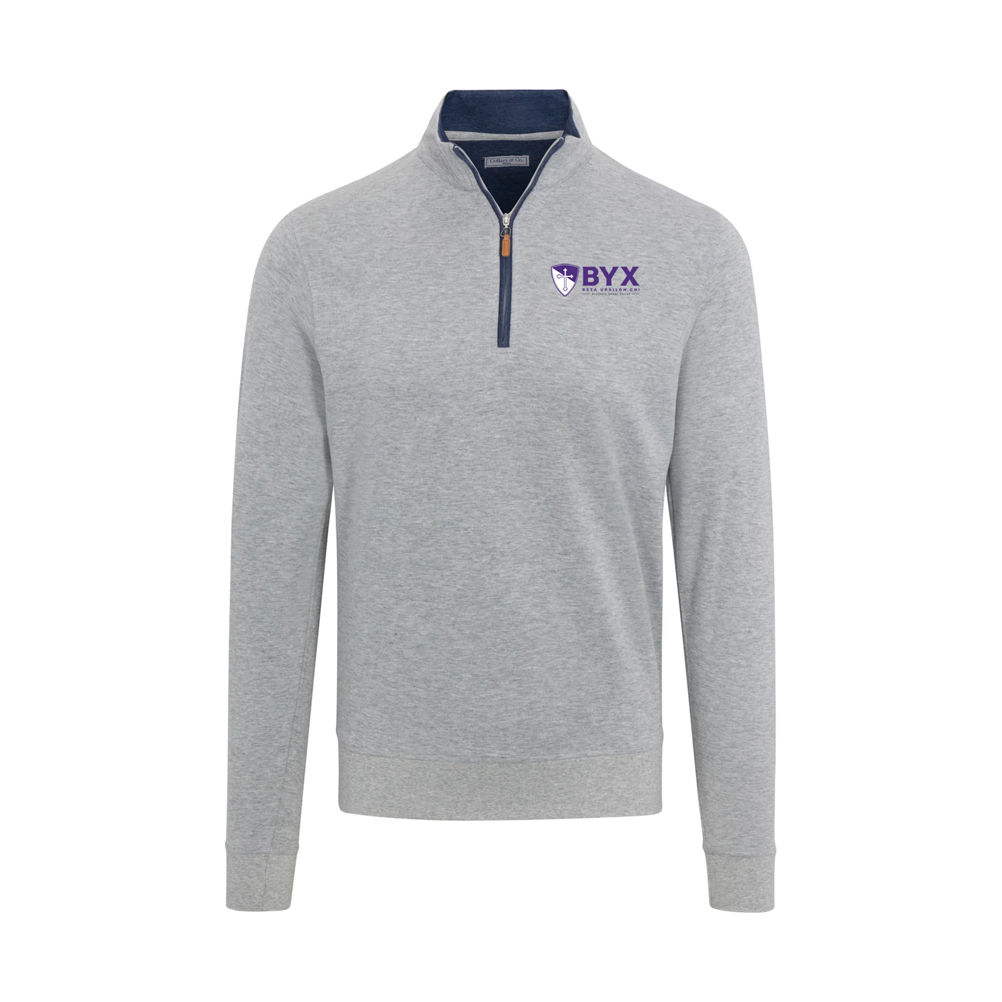 Beta Upsilon Chi Light Grey Heather Cloud Cotton Quarter Zip Pullover