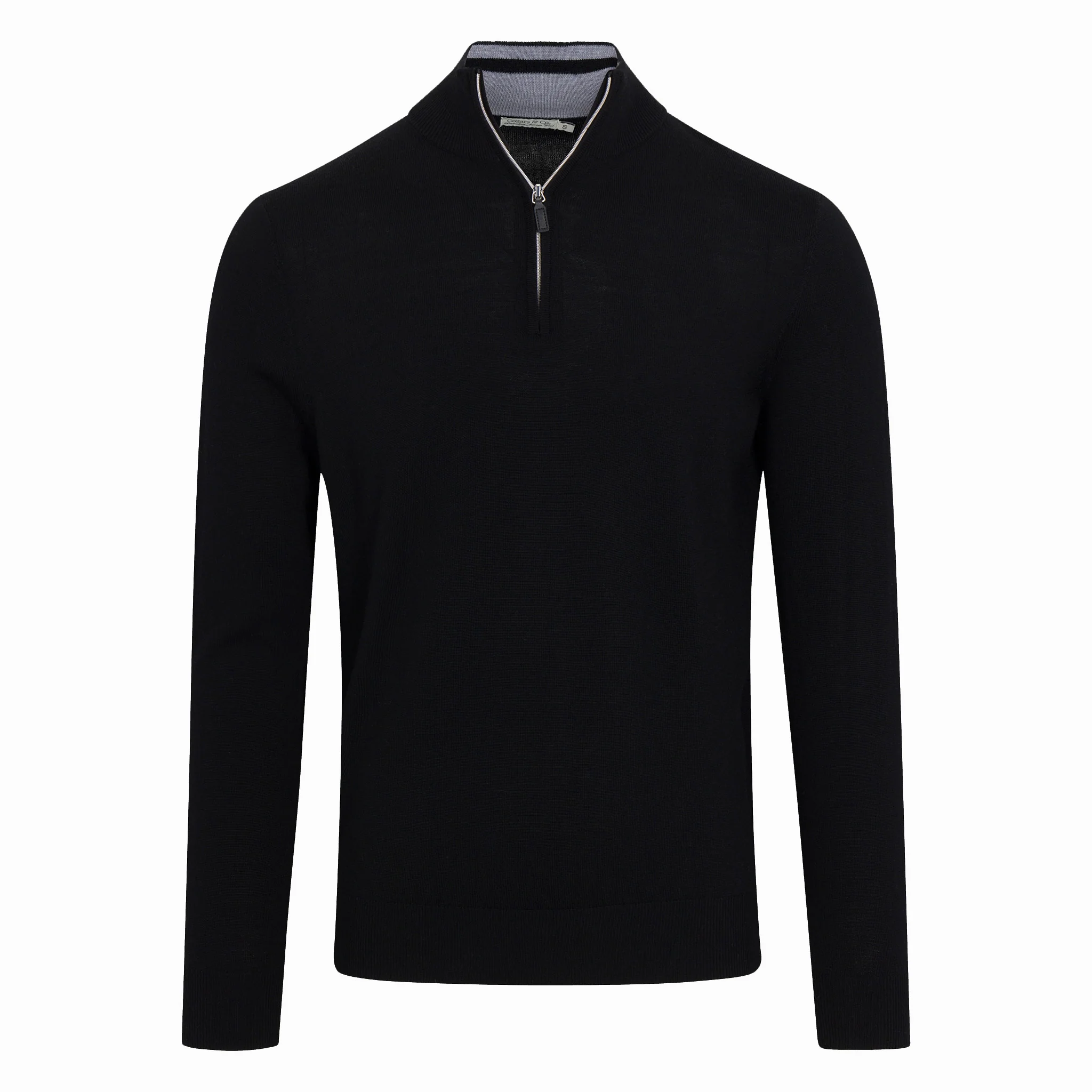 Black Cashmere Touch Australian Merino Quarter Zip Sweater - Image 4