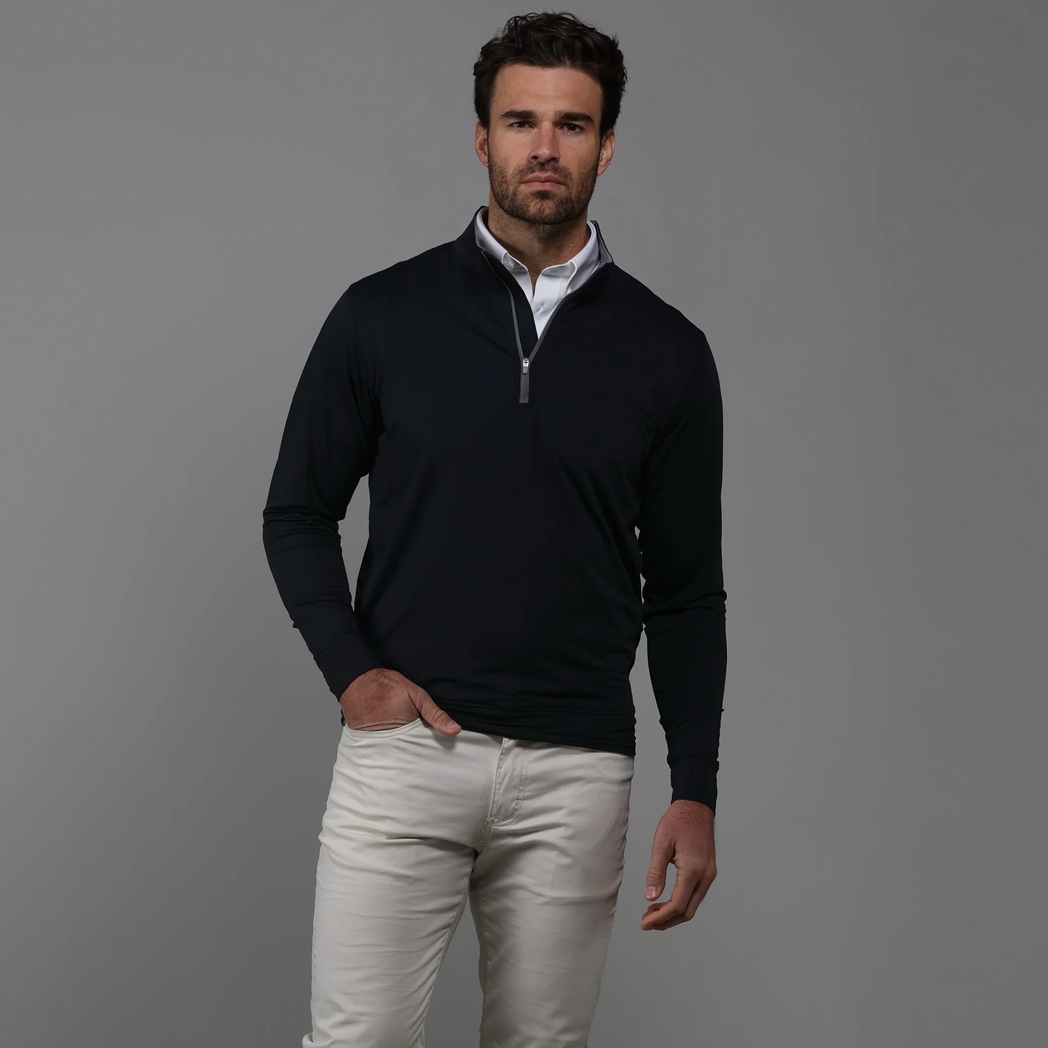 Black Tour Performance Men's Golf Quarter Zip Pullover - Image 3