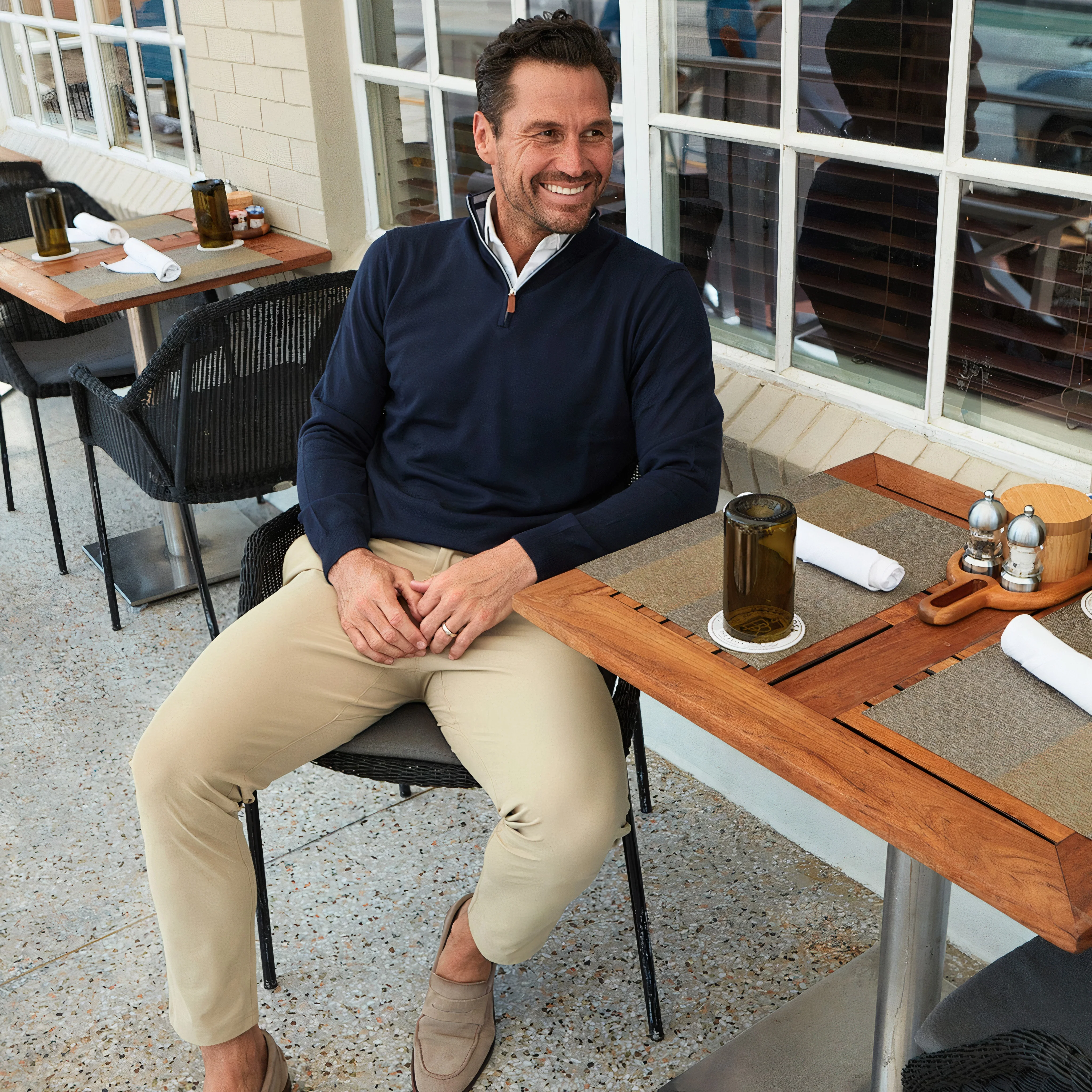 Navy Cashmere Touch Australian Merino Quarter Zip Sweater - Image 5