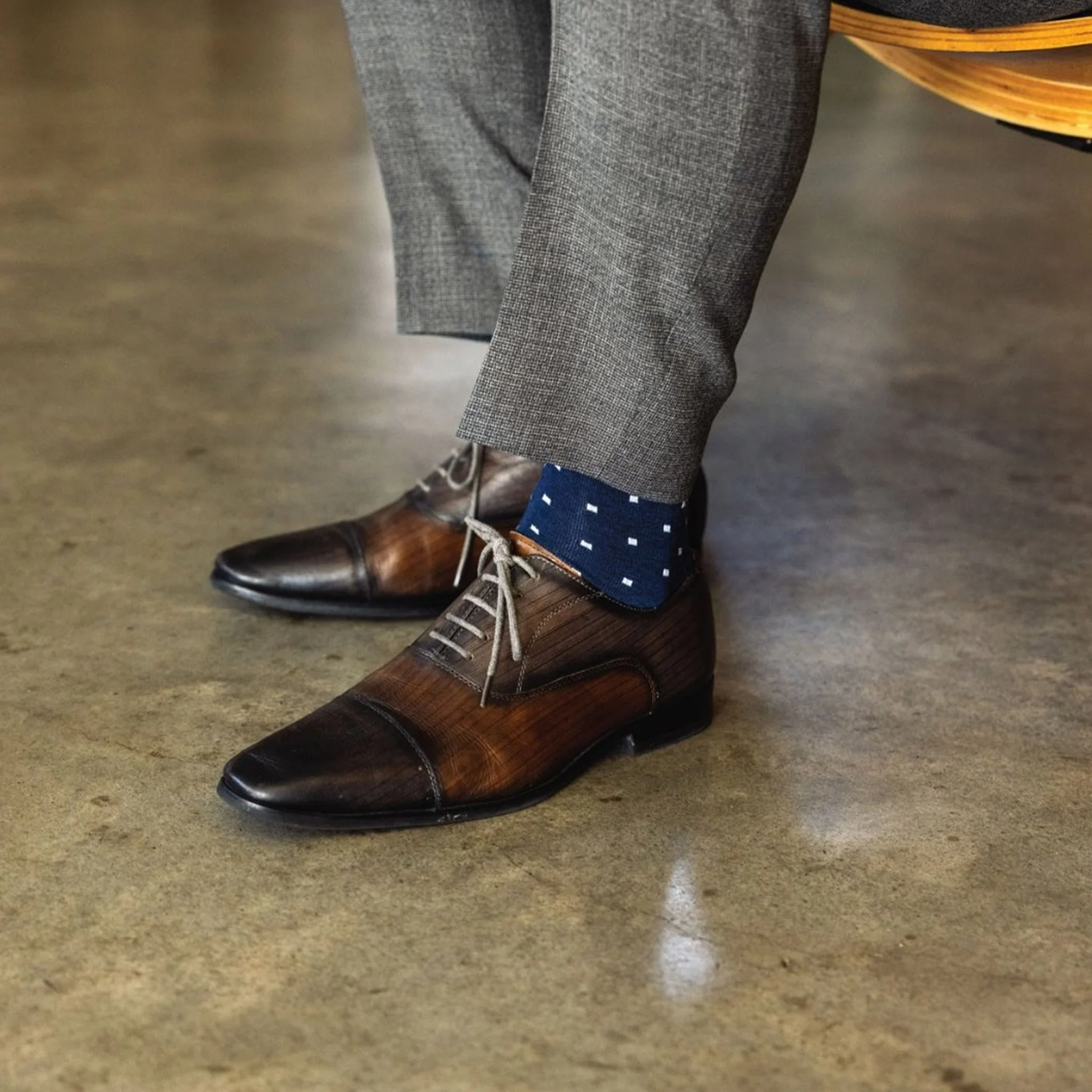 Collars & Co. x Southern Scholar - The Lehmans Navy with White Micro Squares - Image 2