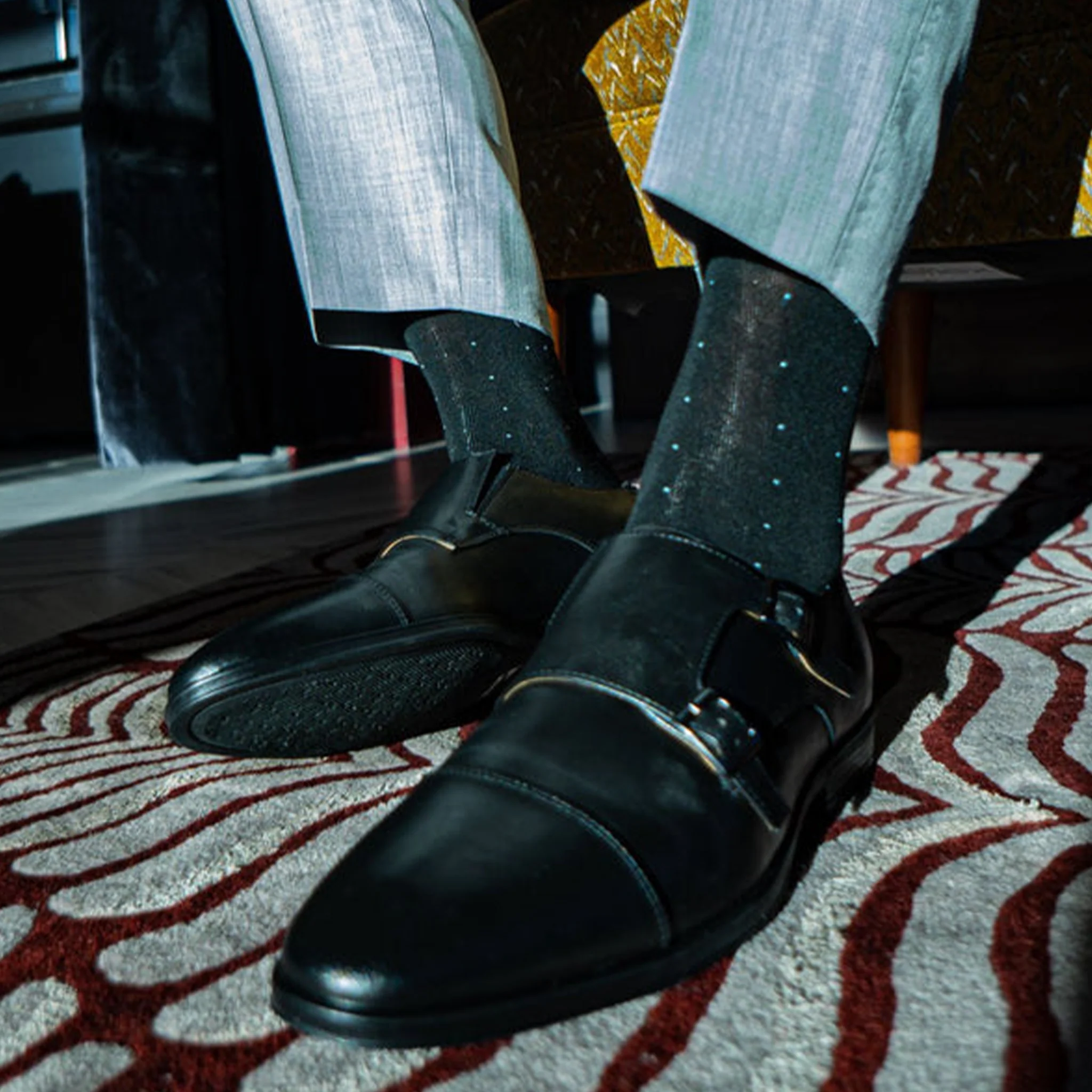 Collars & Co. x Southern Scholar - The Oxford Blacks Black and Baby Blue Pin Dot - Image 3