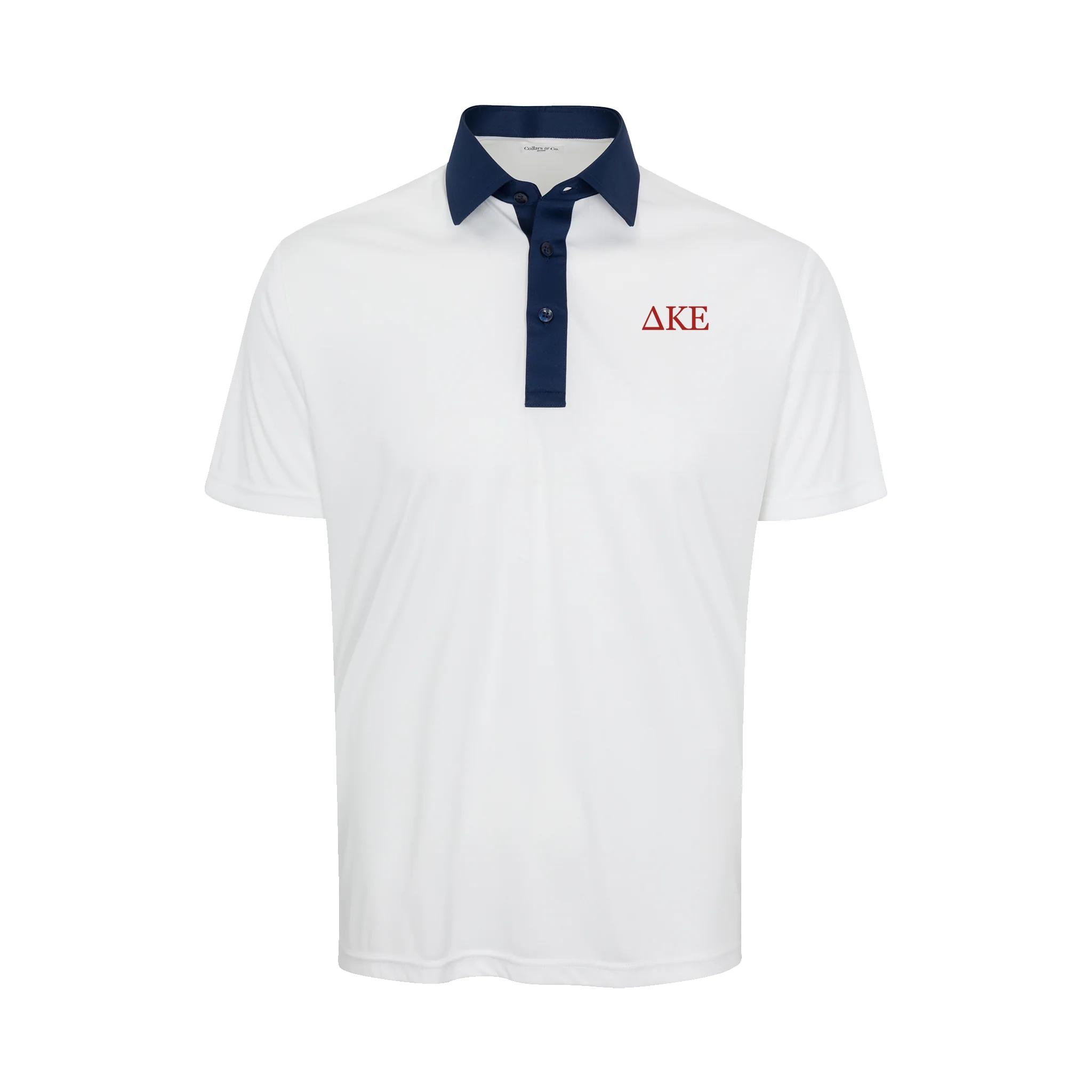 Delta Kappa Epsilon Semi-Spread Collar Polo Austin White with Navy Accent