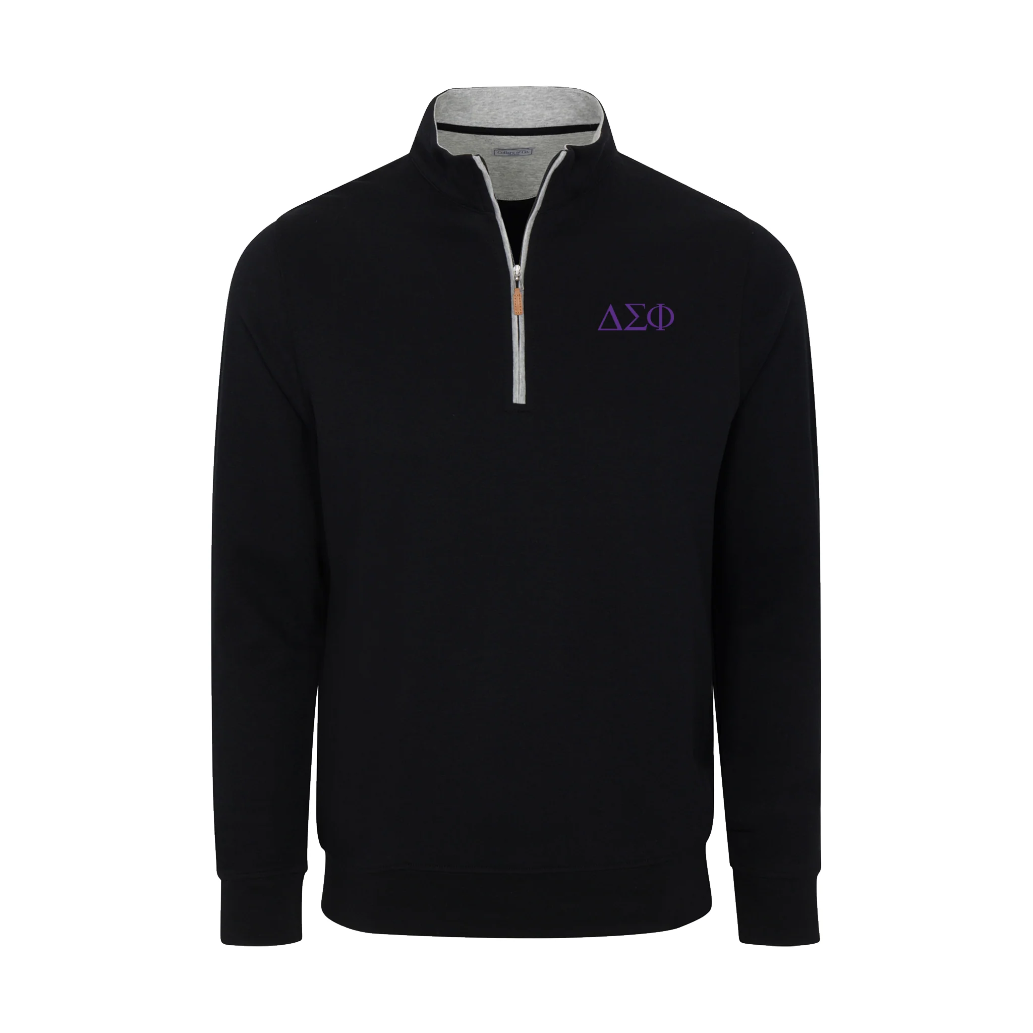 Delta Sigma Phi Black Heather Cloud Cotton Quarter Zip Pullover