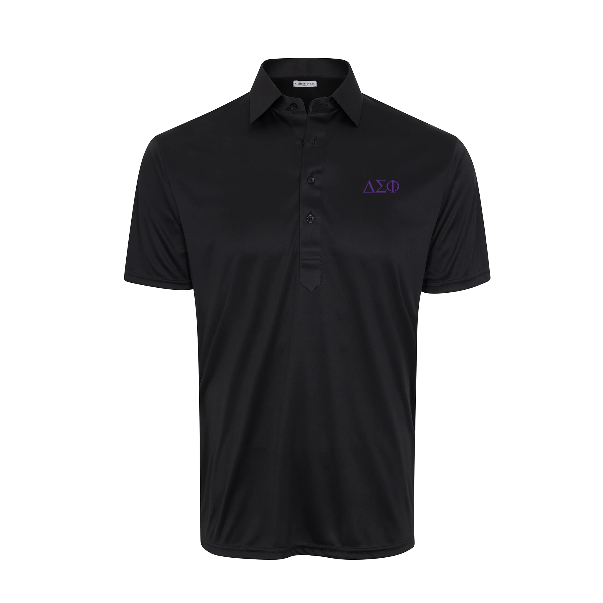 Delta Sigma Phi Semi-Spread Collar Polo Black