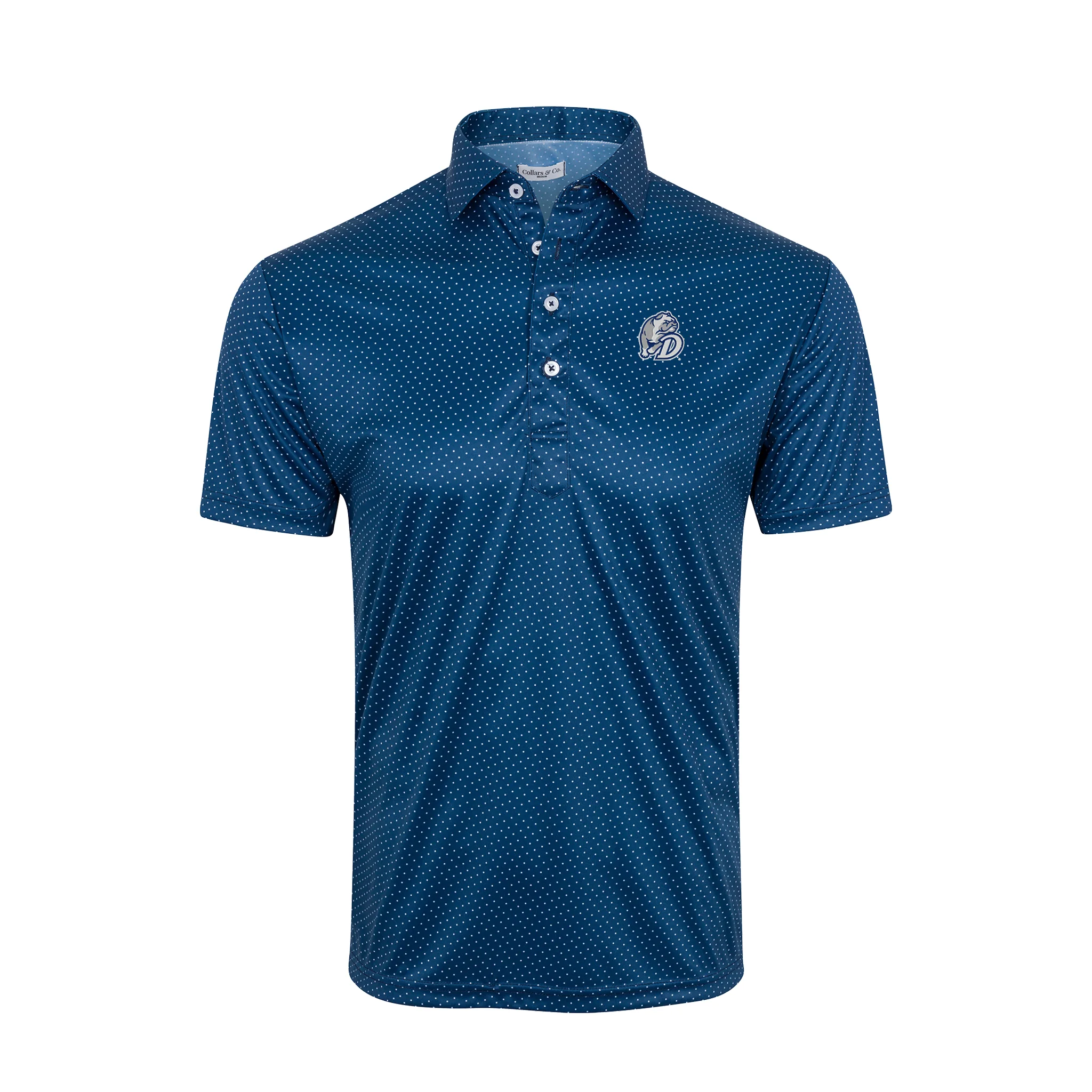 Drake Custom Semi-Spread Collar Polo Blue Polka Dot