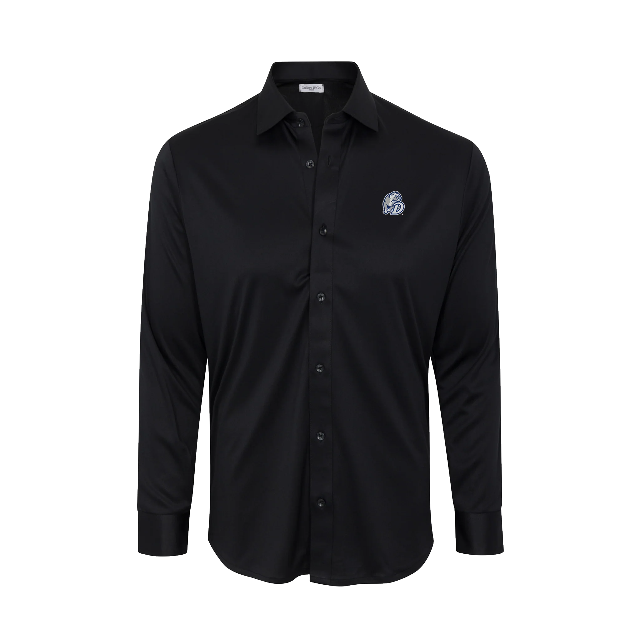 Drake Quattro Flex Dress Shirt with Semi-Spread Collar Black
