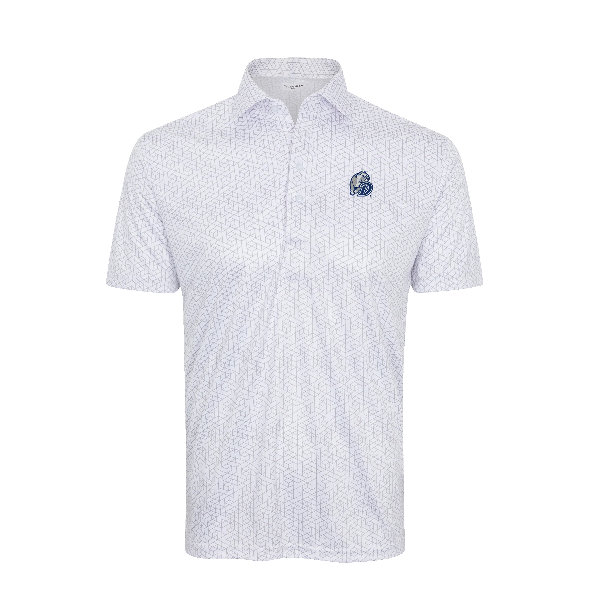 Drake Semi-Spread Collar Polo White Geo