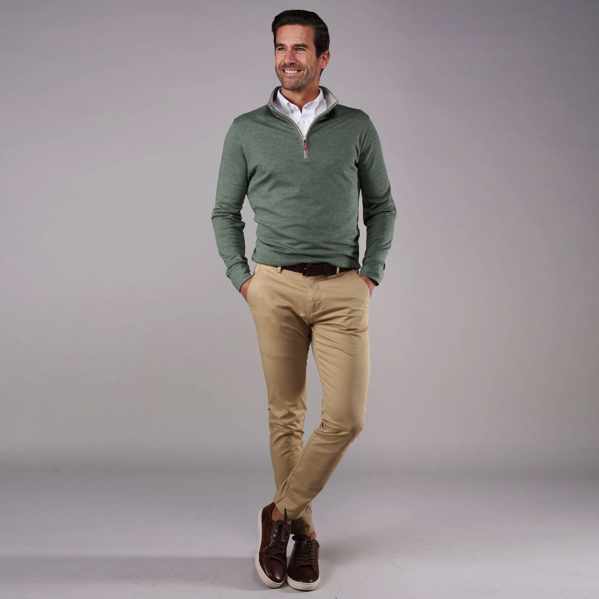 Evergreen Heather Cloud Cotton Quarter Zip - Image 6