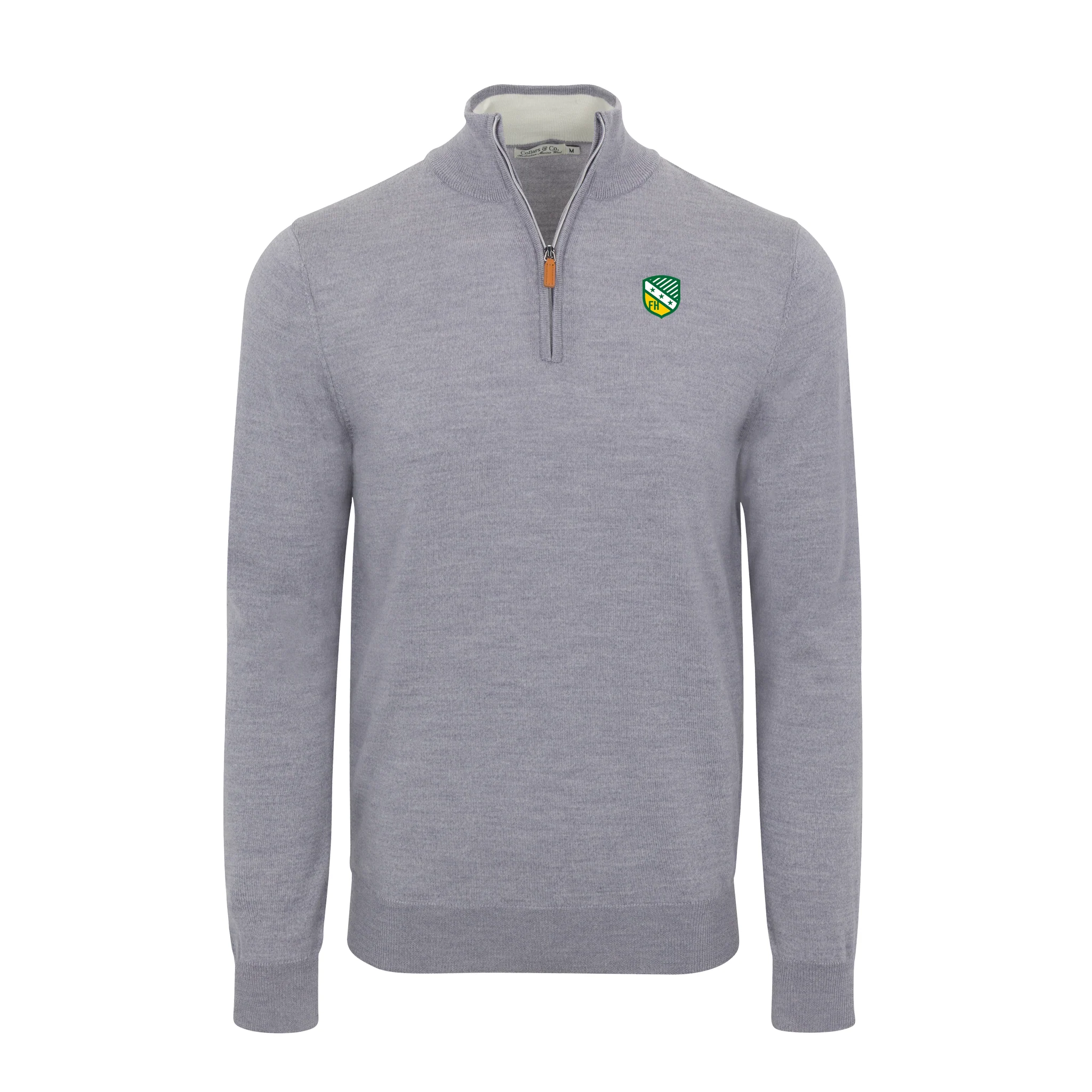 FarmHouse Grey Melange Cashmere Touch Australian Merino Quarter Zip Sweater