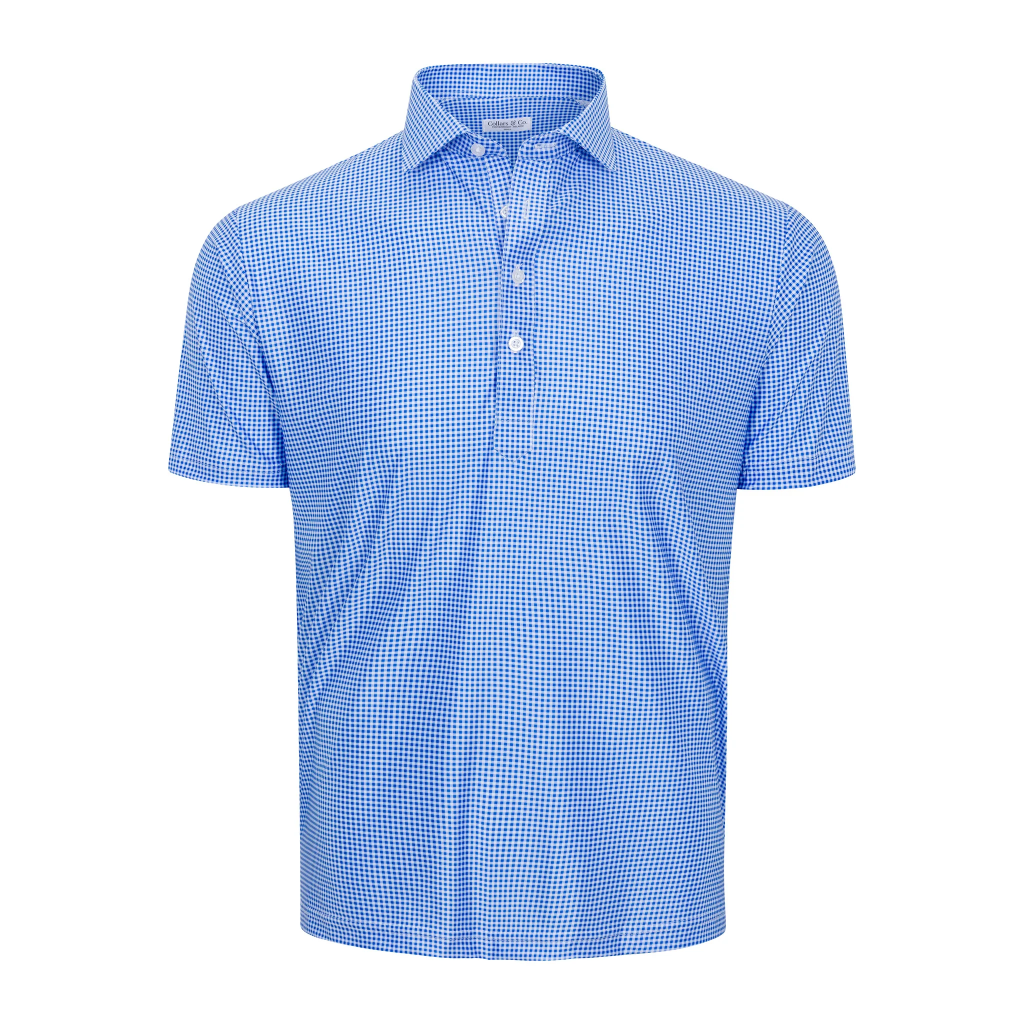 Featherweight Flex Polo Blue Micro Gingham