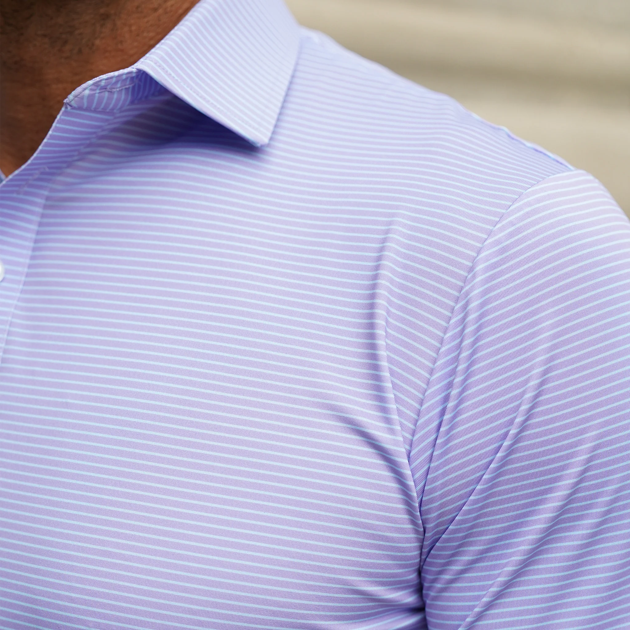 Featherweight Flex Polo Brookline Lavender With Turquoise Stripe - Image 2