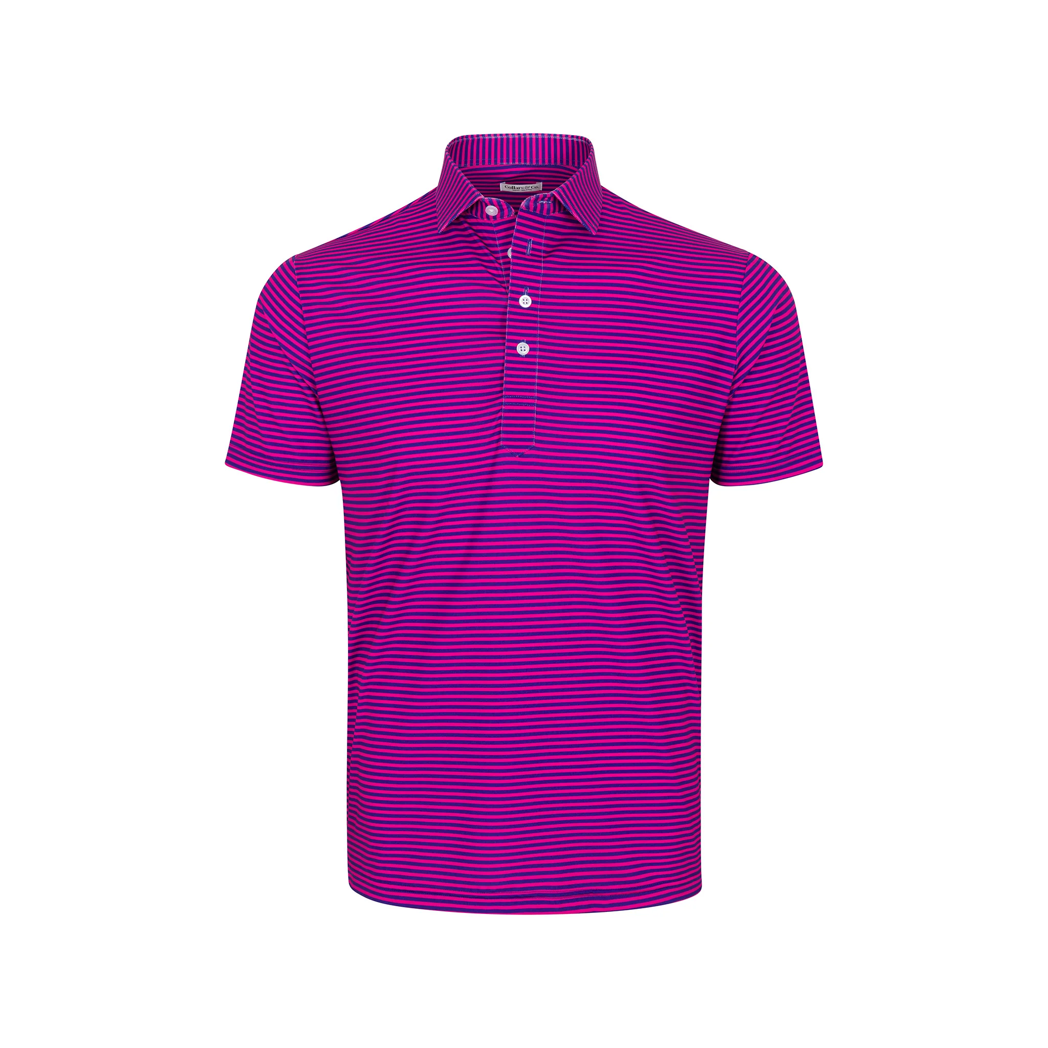 Featherweight Flex Polo Collins Berry with Navy Stripe - Image 4