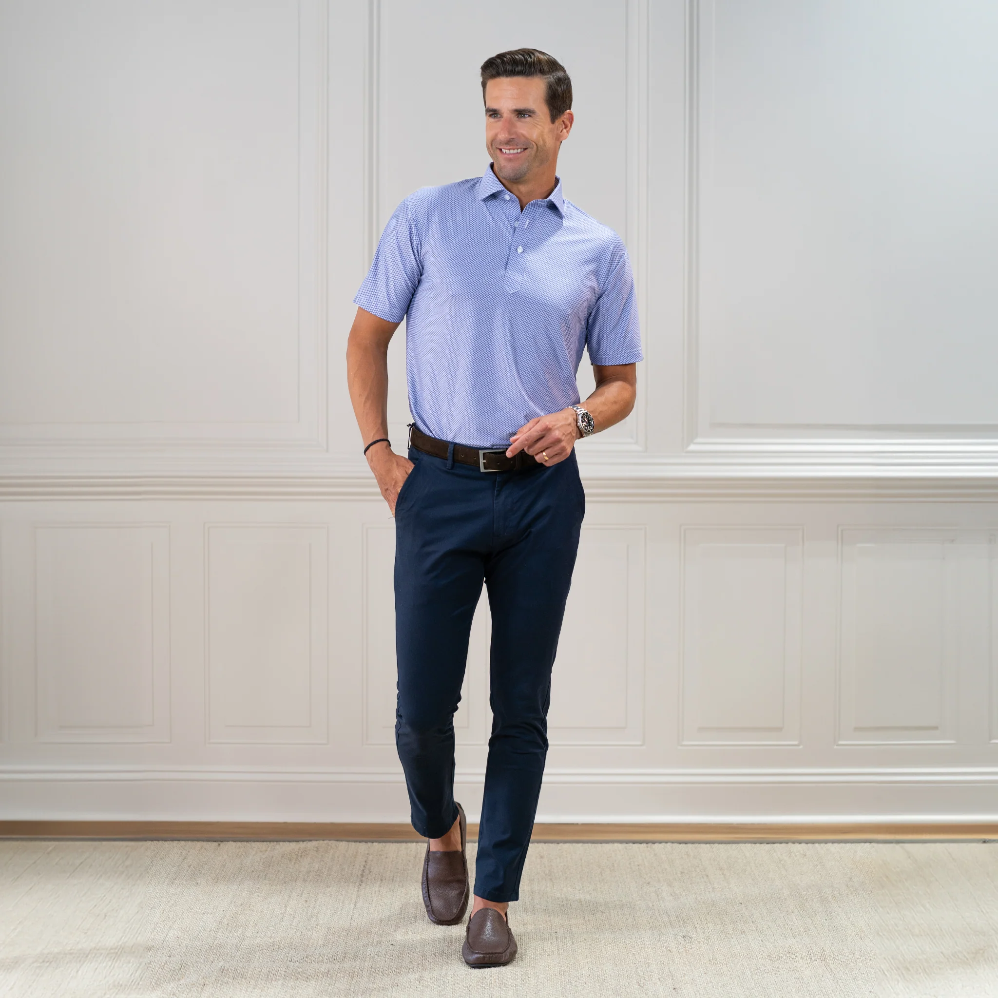Featherweight Flex Polo Congressional Navy - Image 3