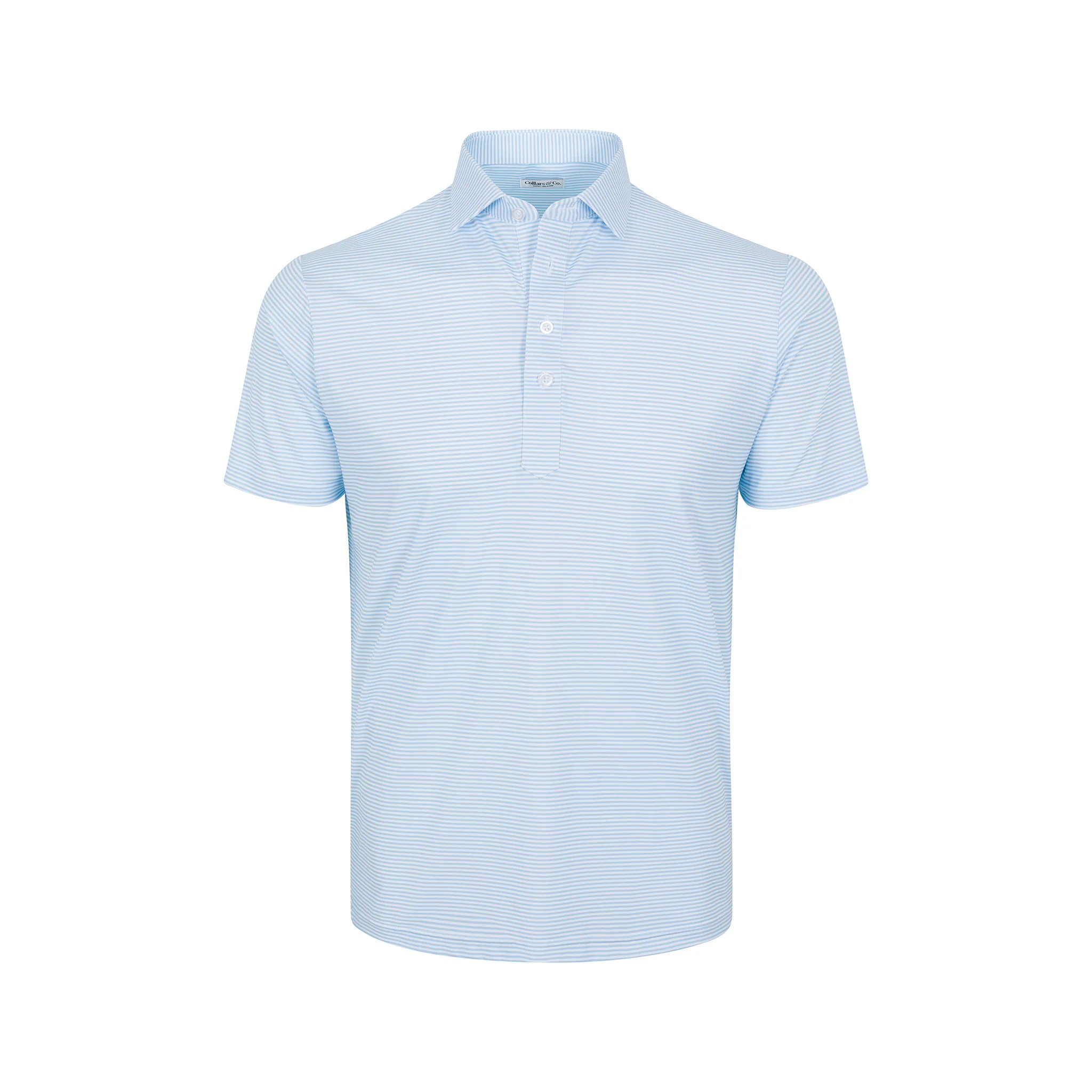 Featherweight Flex Polo Fairfield White And Light Blue Stripe - Image 5