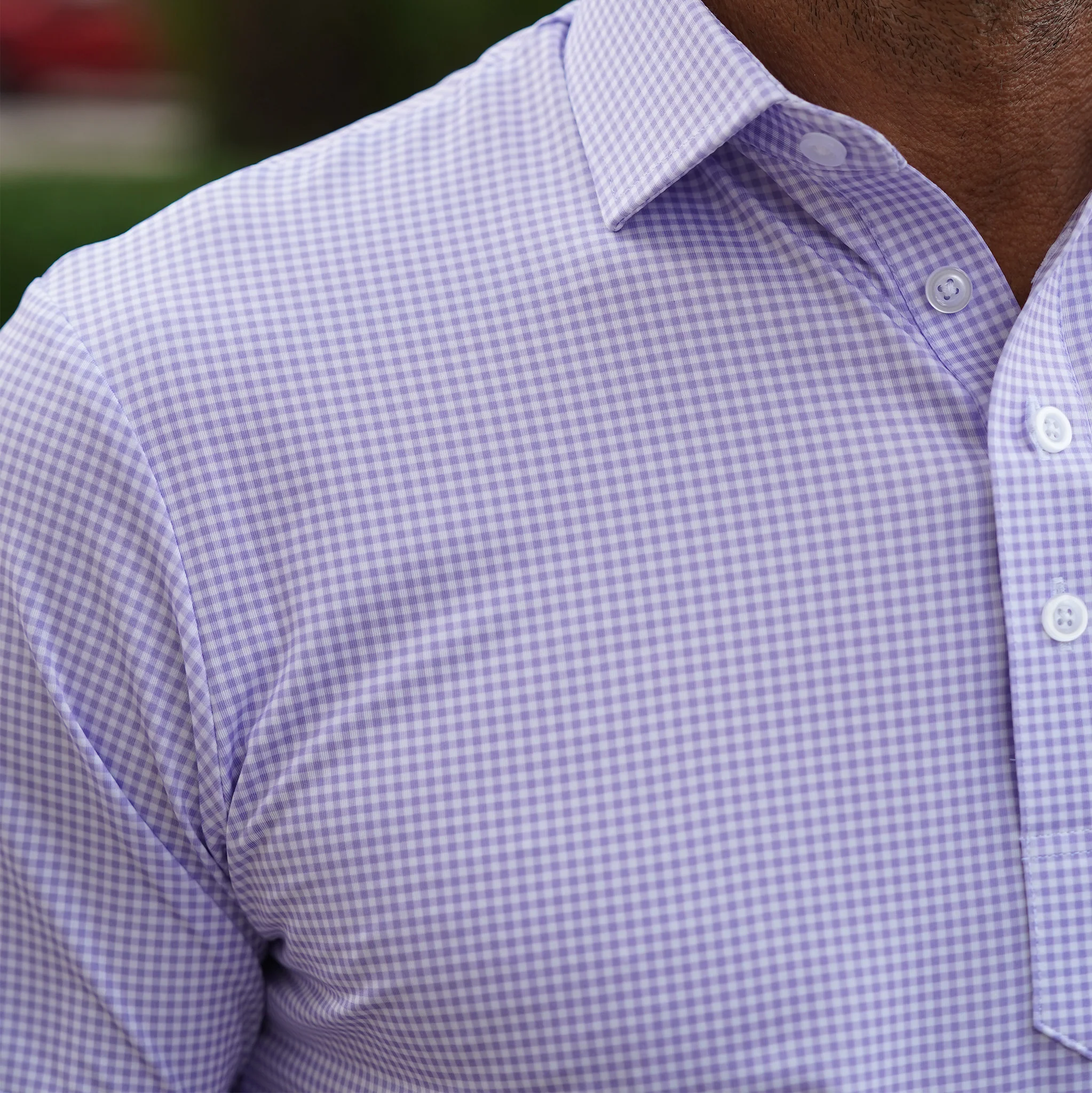 Featherweight Flex Polo Lavender Micro Gingham - Image 2