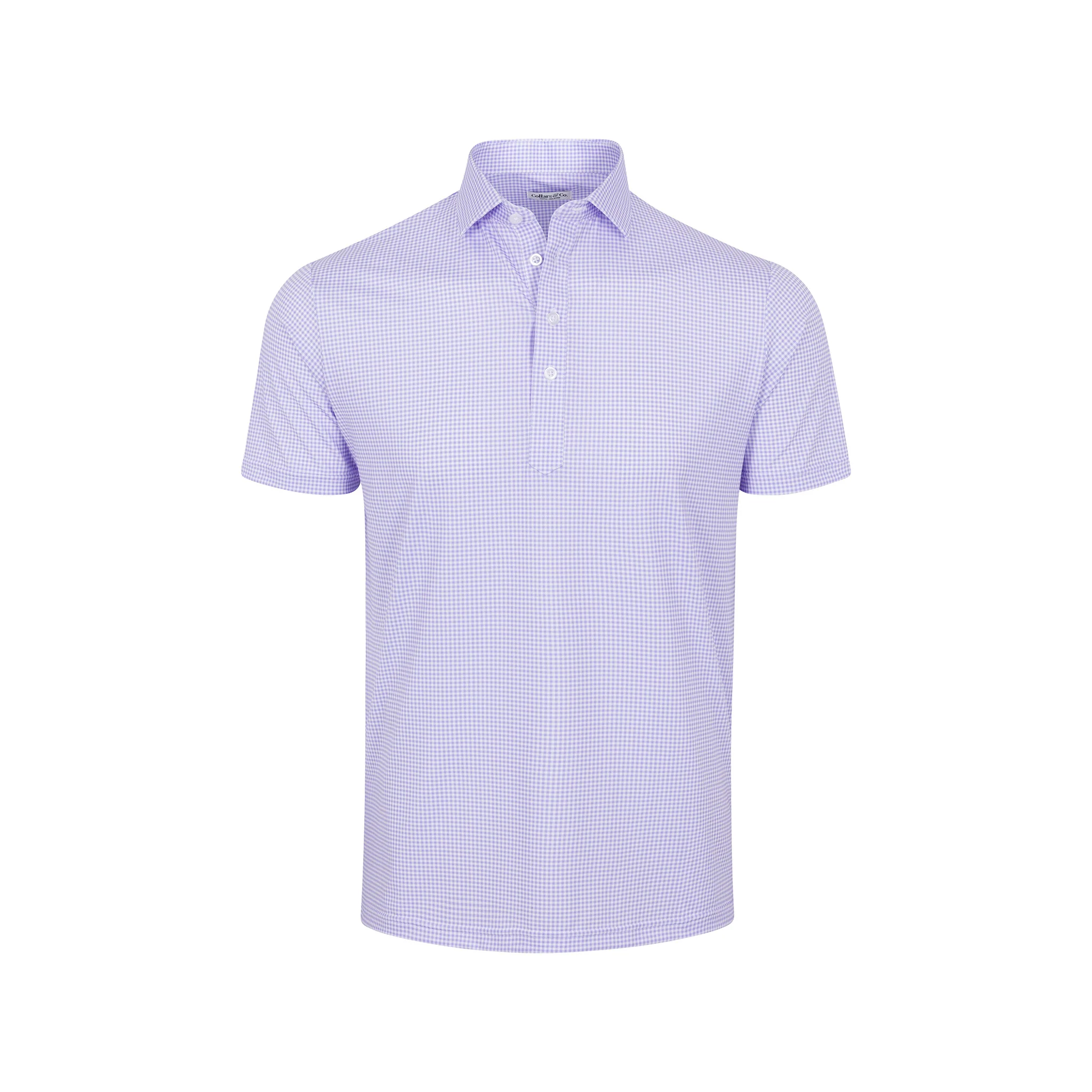 Featherweight Flex Polo Lavender Micro Gingham - Image 4
