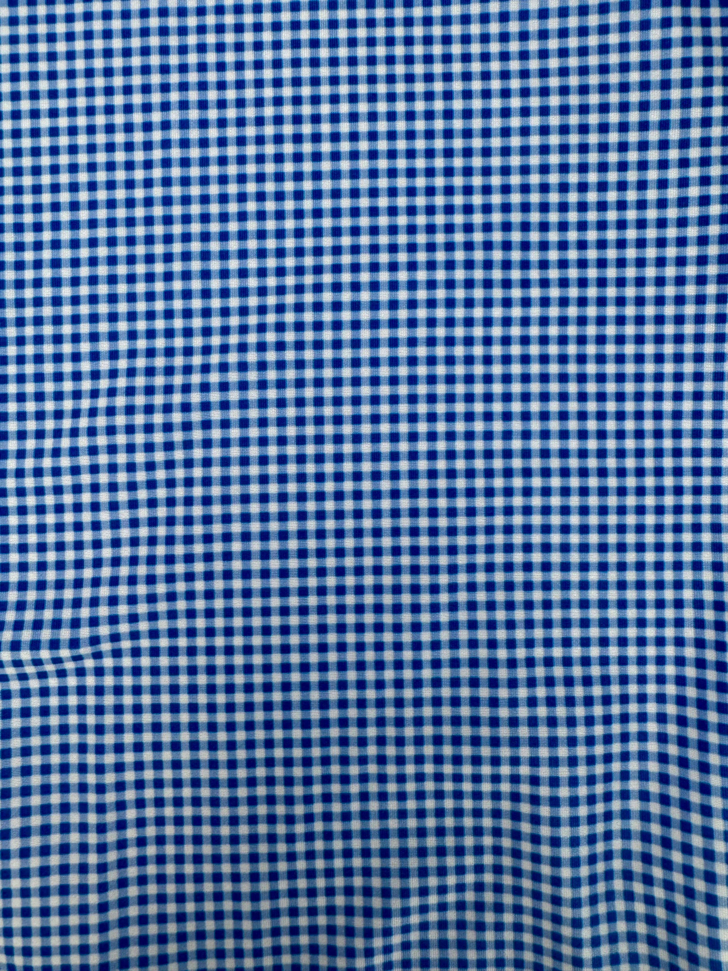 Featherweight Flex Polo Sky Blue & Navy Micro Gingham - Image 2
