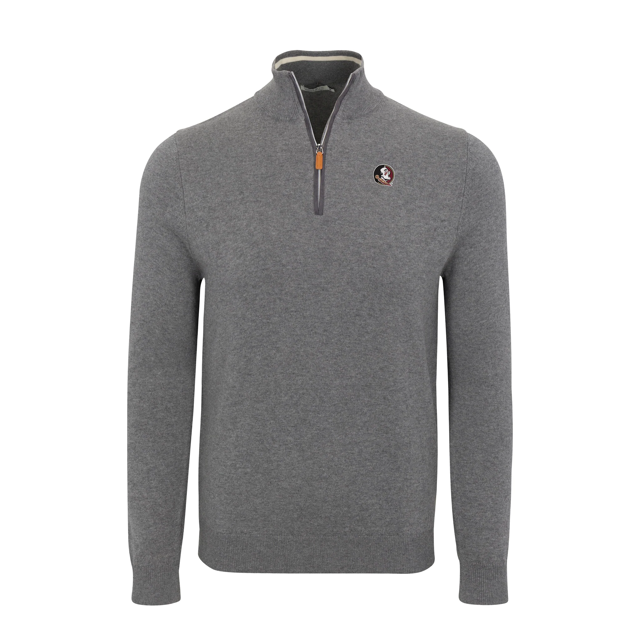 Florida State Grey with Grey Trim Luxury Touch Cotton and Cashmere Quarter Zip Sweater