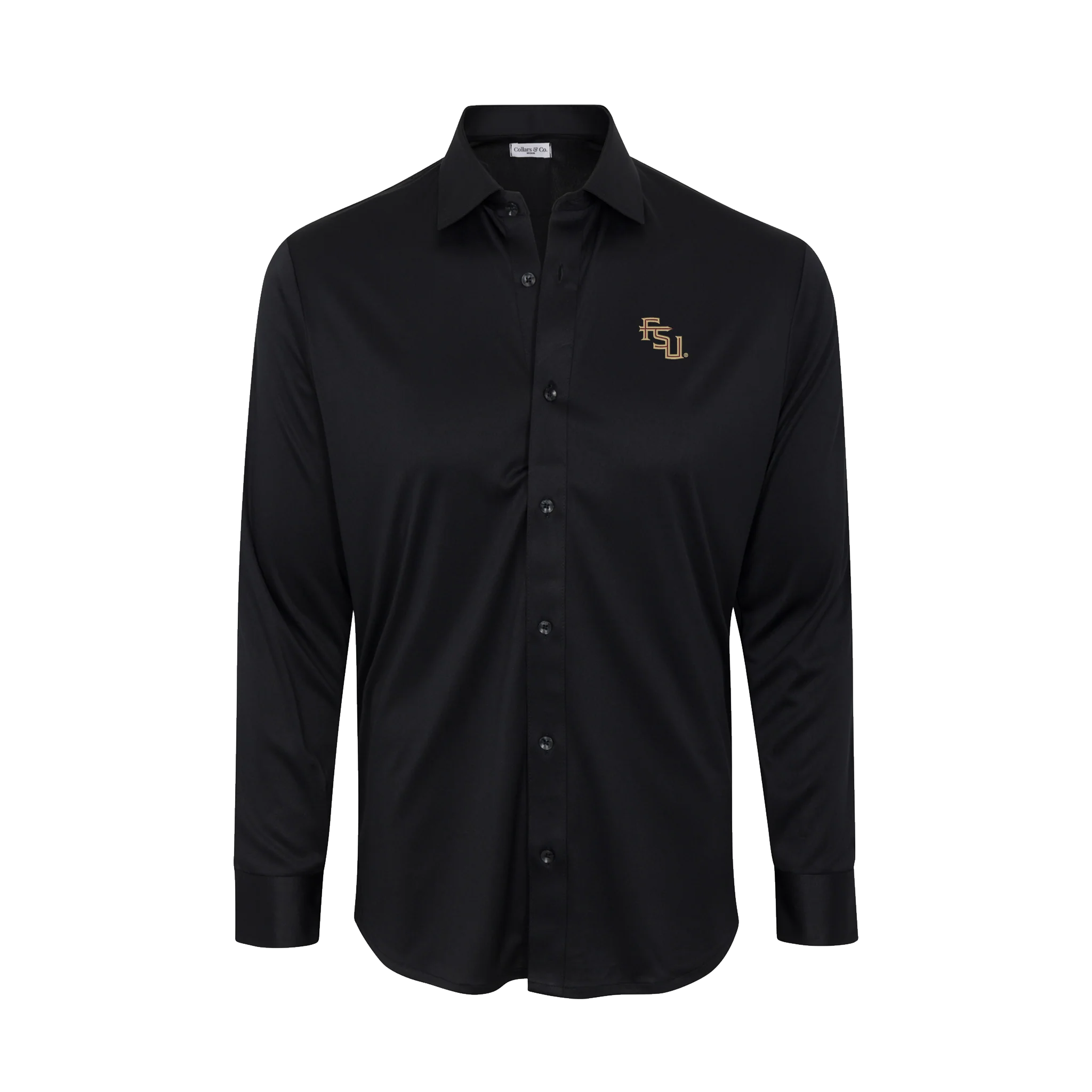 Florida State Quattro Flex Dress Shirt with Semi-Spread Collar Black