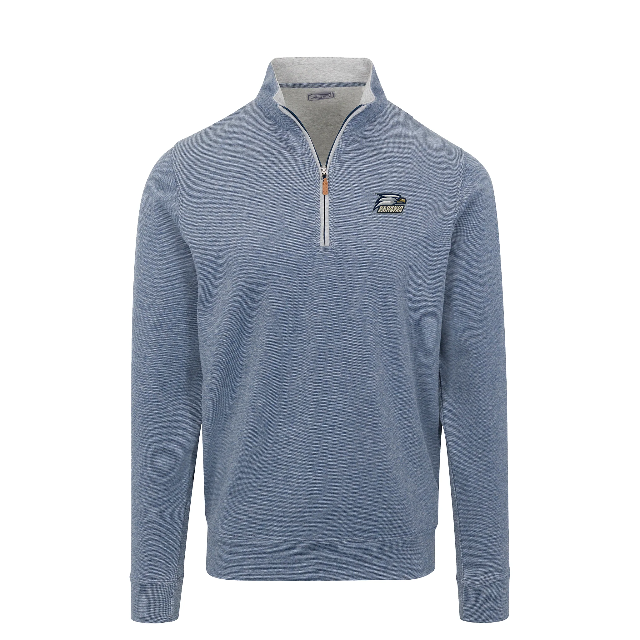 Georgia Southern Cloud Textured Quarter Zip Pullover Deep Ocean