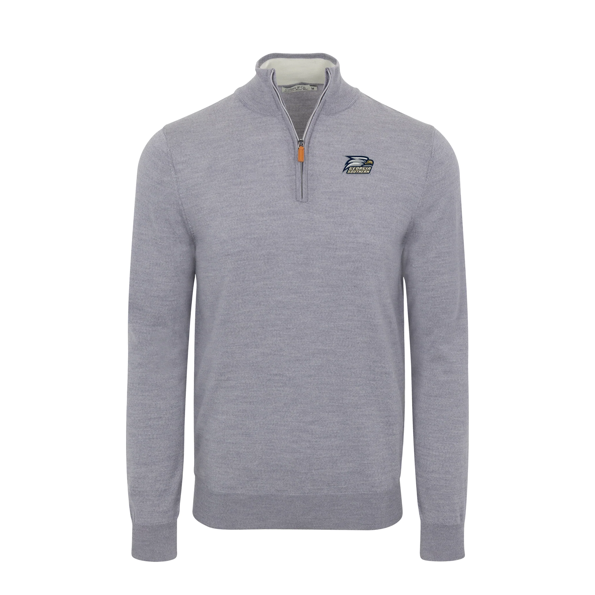 Georgia Southern Grey Melange Cashmere Touch Australian Merino Quarter Zip Sweater