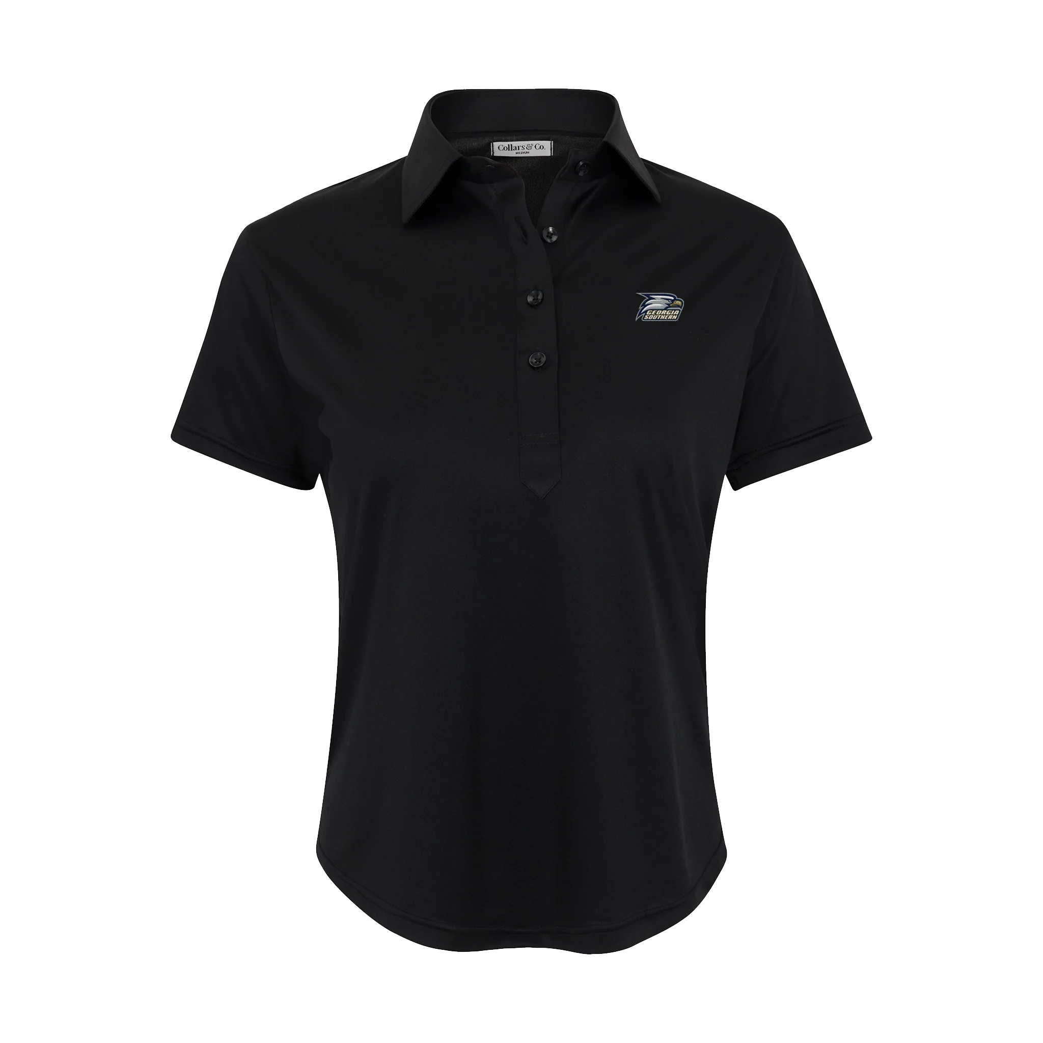 Georgia Southern Women's Cap Sleeve Semi Spread Polo Black