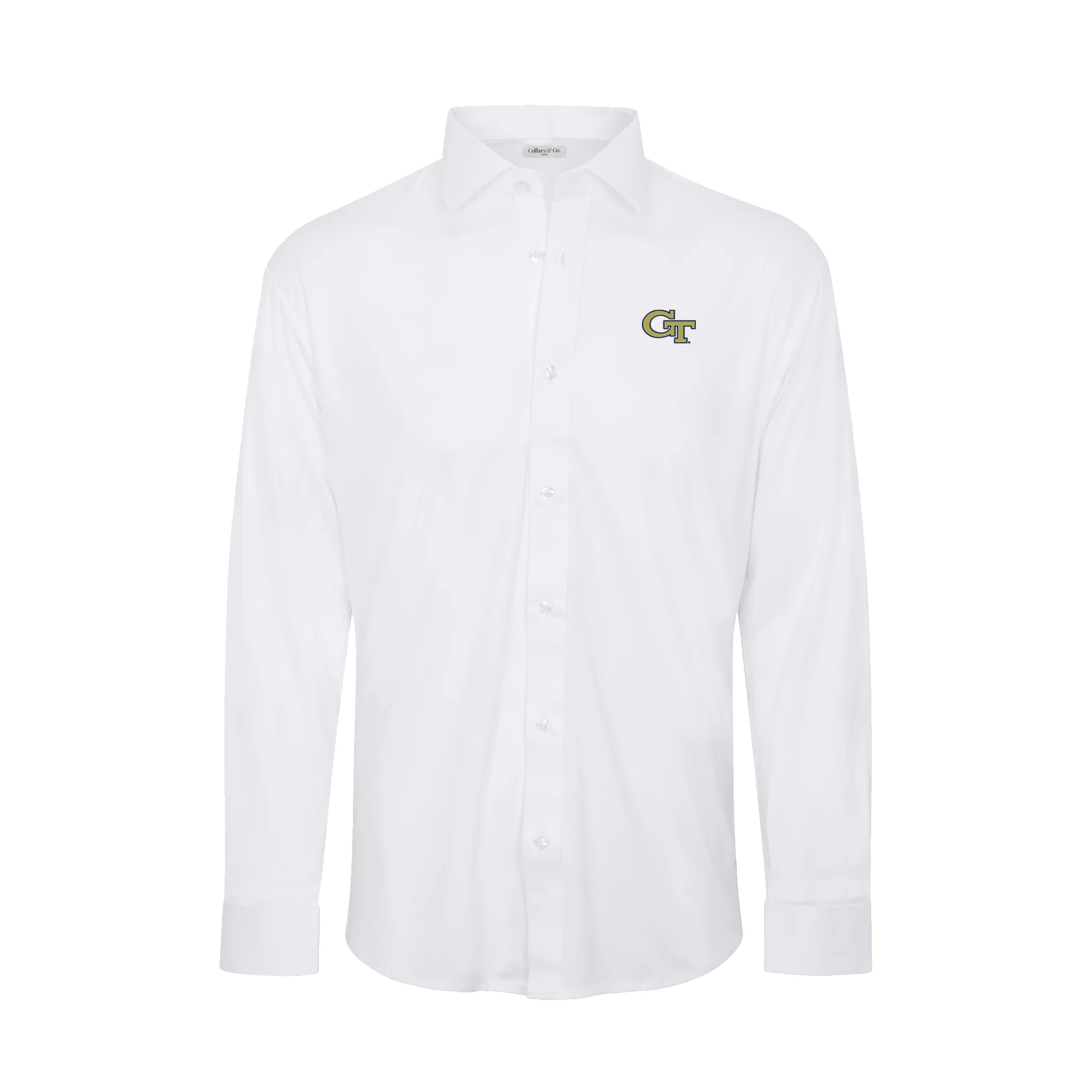 Georgia Tech Quattro Flex Dress Shirt with Semi-Spread Collar White