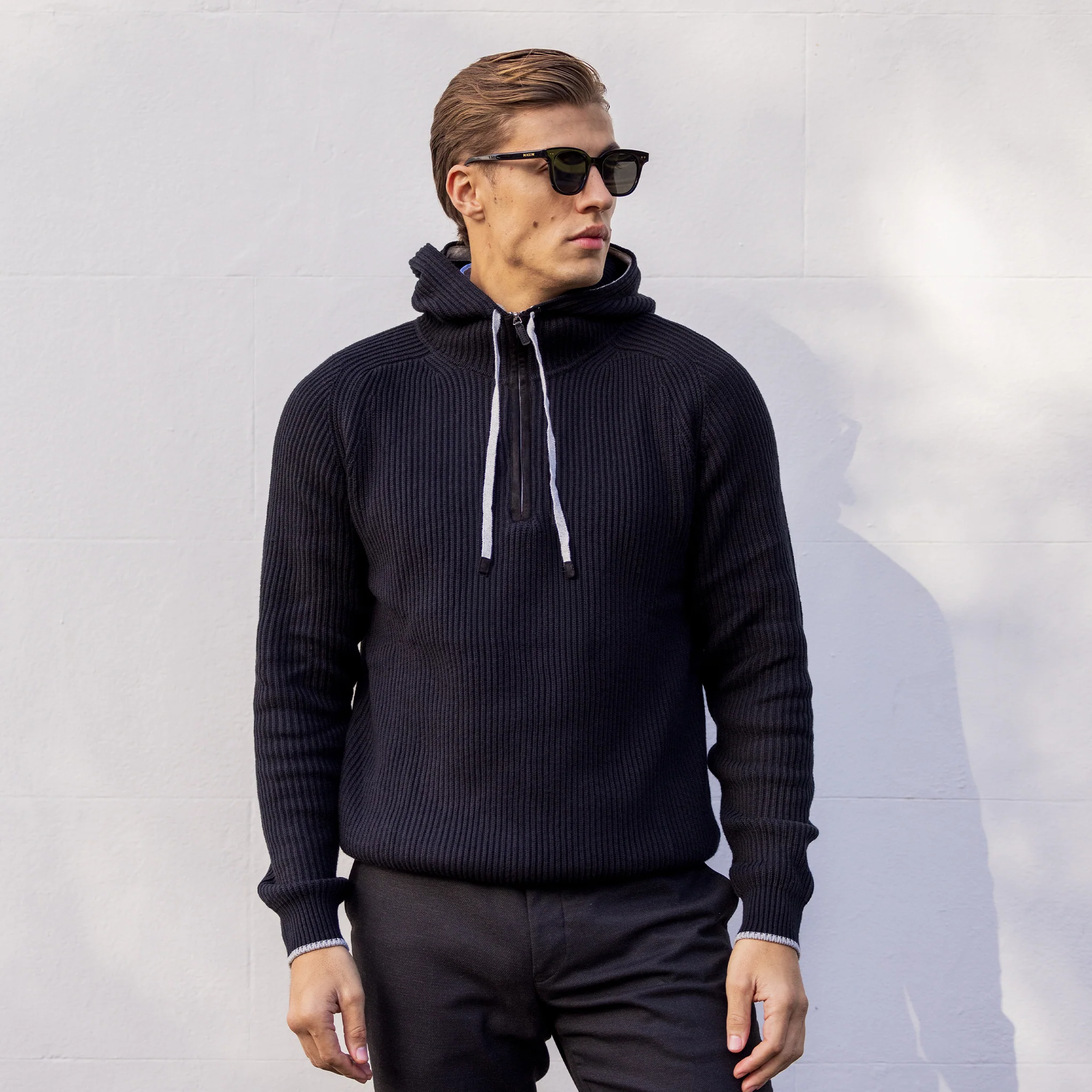 Holland Quarter Zip Hoodie Jet Black - Image 2
