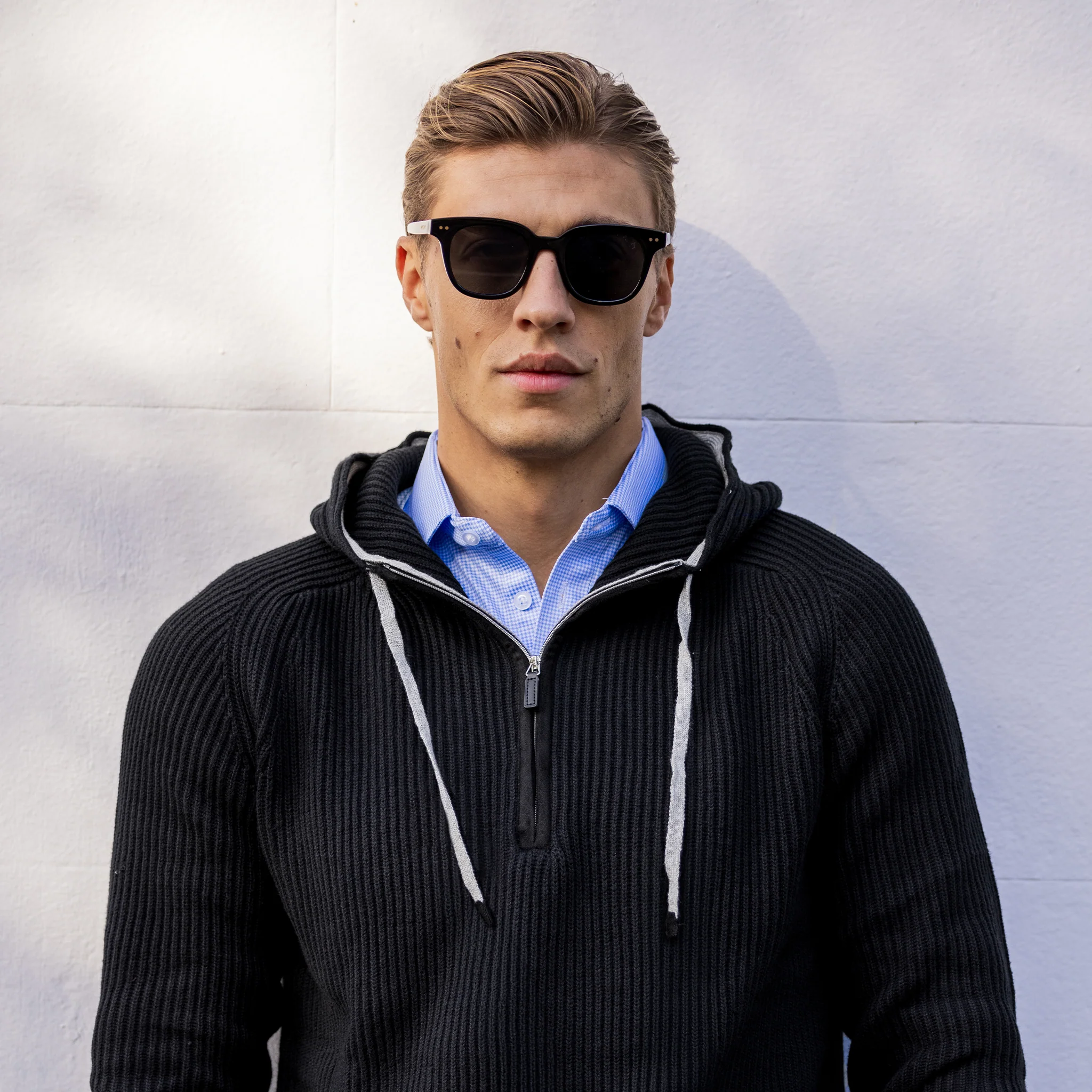 Holland Quarter Zip Hoodie Jet Black - Image 3
