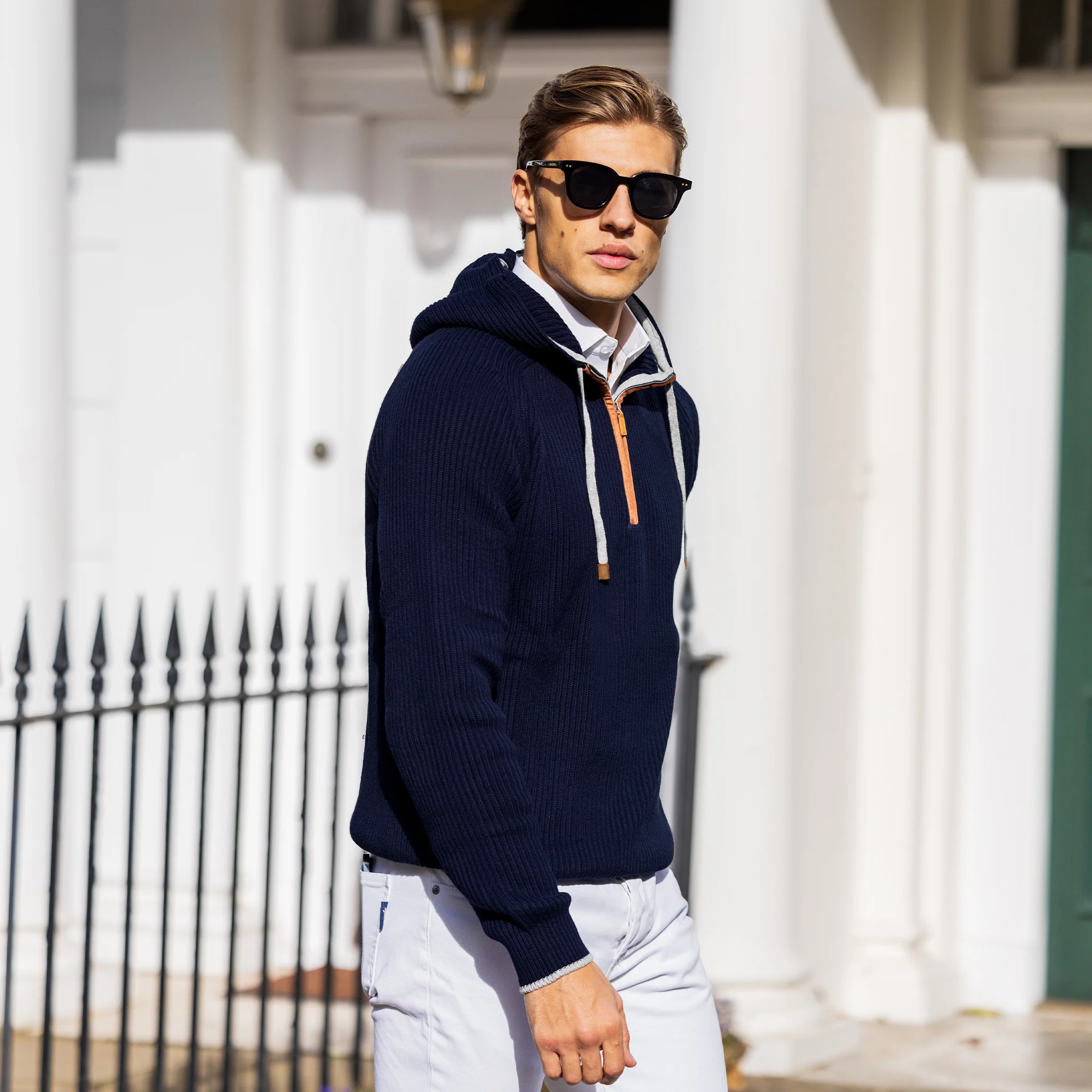 Holland Quarter Zip Hoodie Midnight Navy
