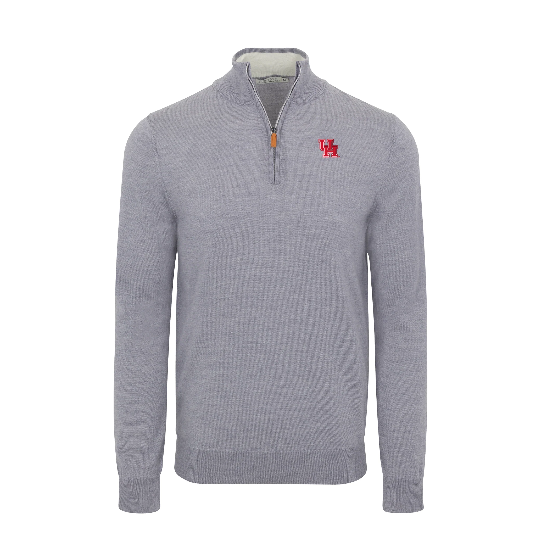 Houston Grey Melange Cashmere Touch Australian Merino Quarter Zip Sweater