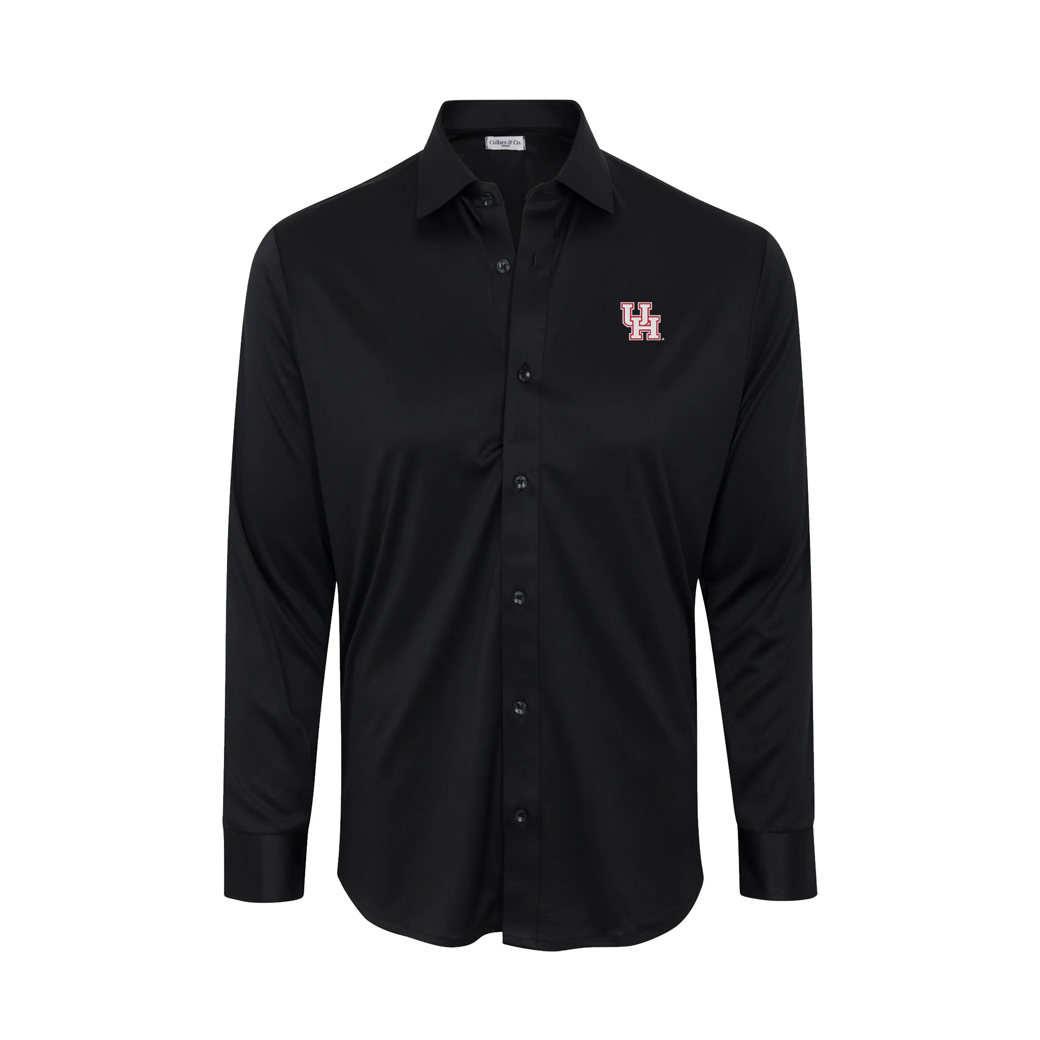 Houston Quattro Flex Dress Shirt with Semi-Spread Collar Black