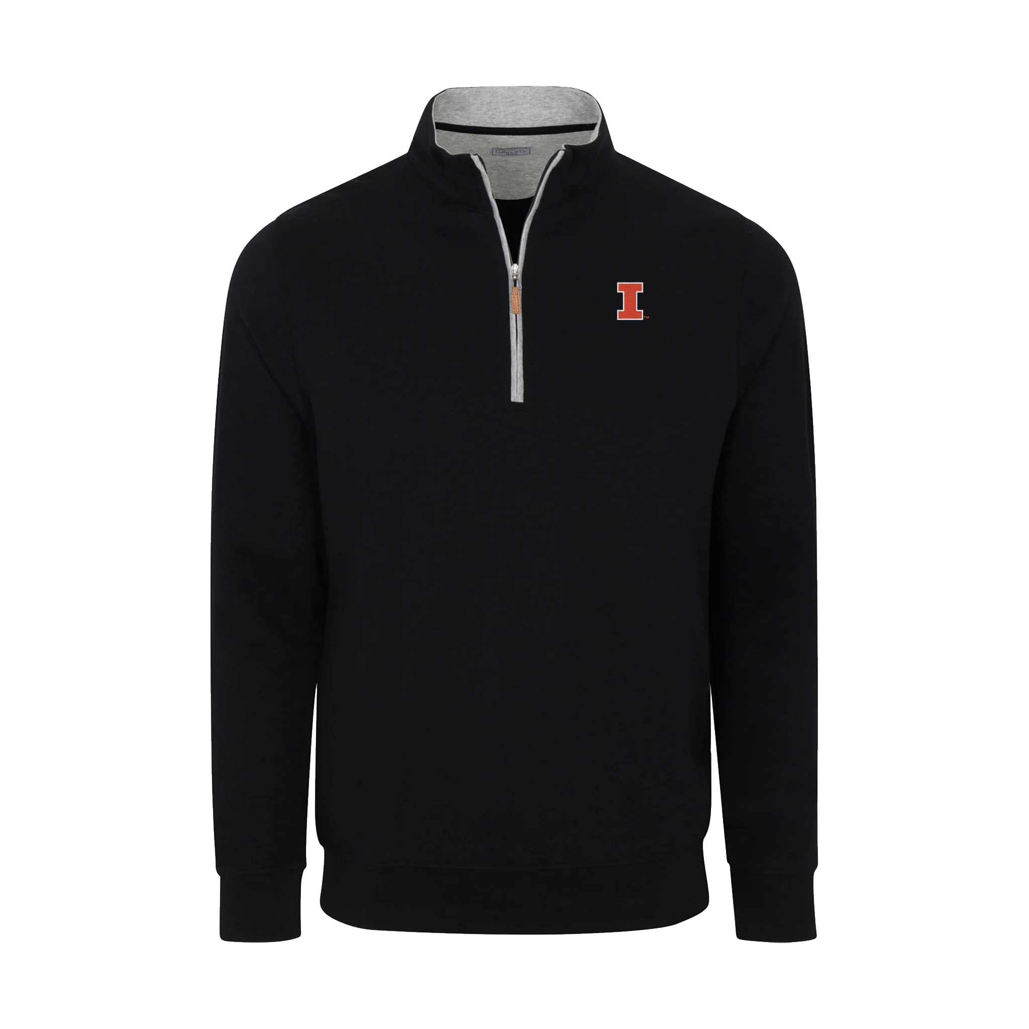 Illinois Black Heather Cloud Cotton Quarter Zip Pullover
