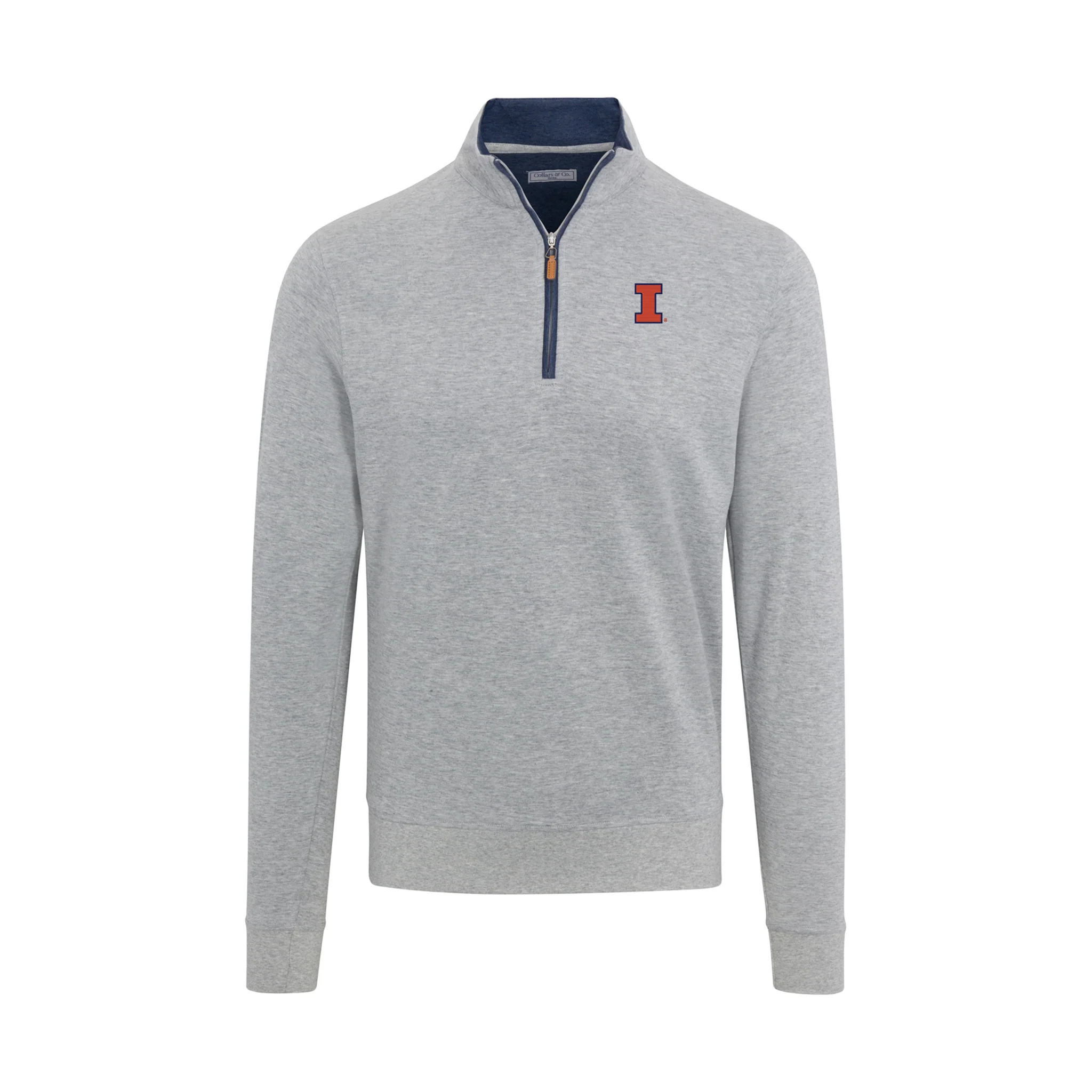 Illinois Light Grey Heather Cloud Cotton Quarter Zip Pullover