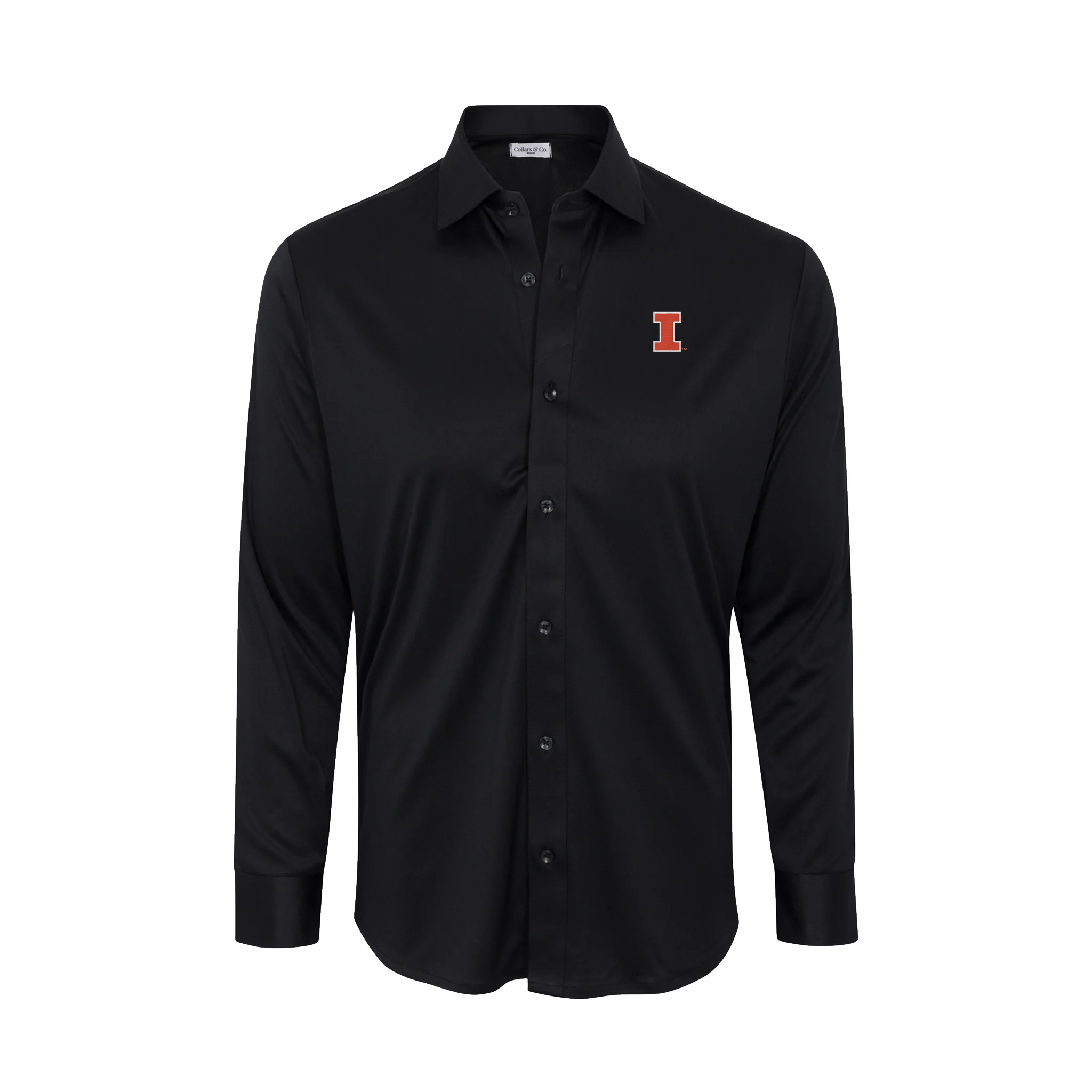 Illinois Quattro Flex Dress Shirt with Semi-Spread Collar Black