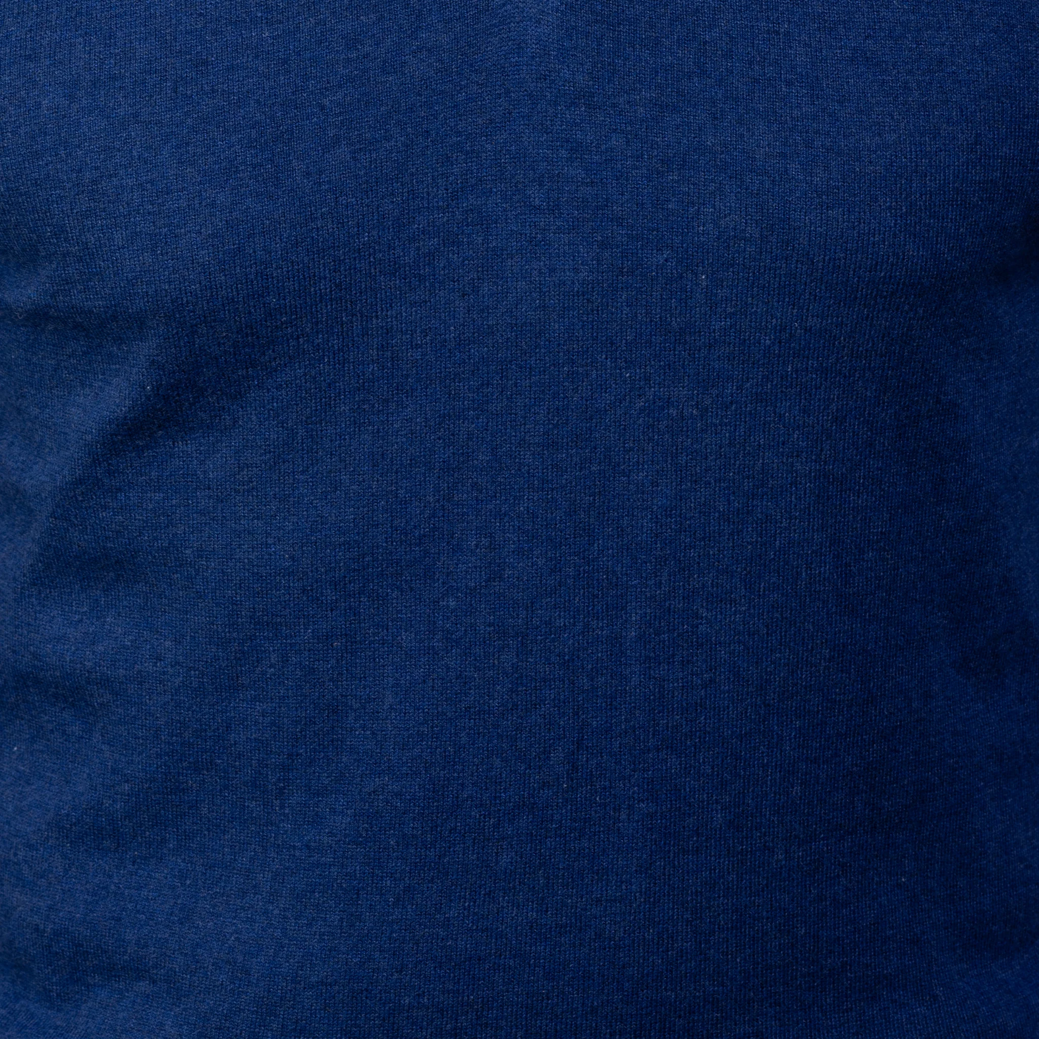 Indigo with Brown Suede Trim Luxury Touch Cotton and Cashmere Quarter Zip Sweater - Image 7